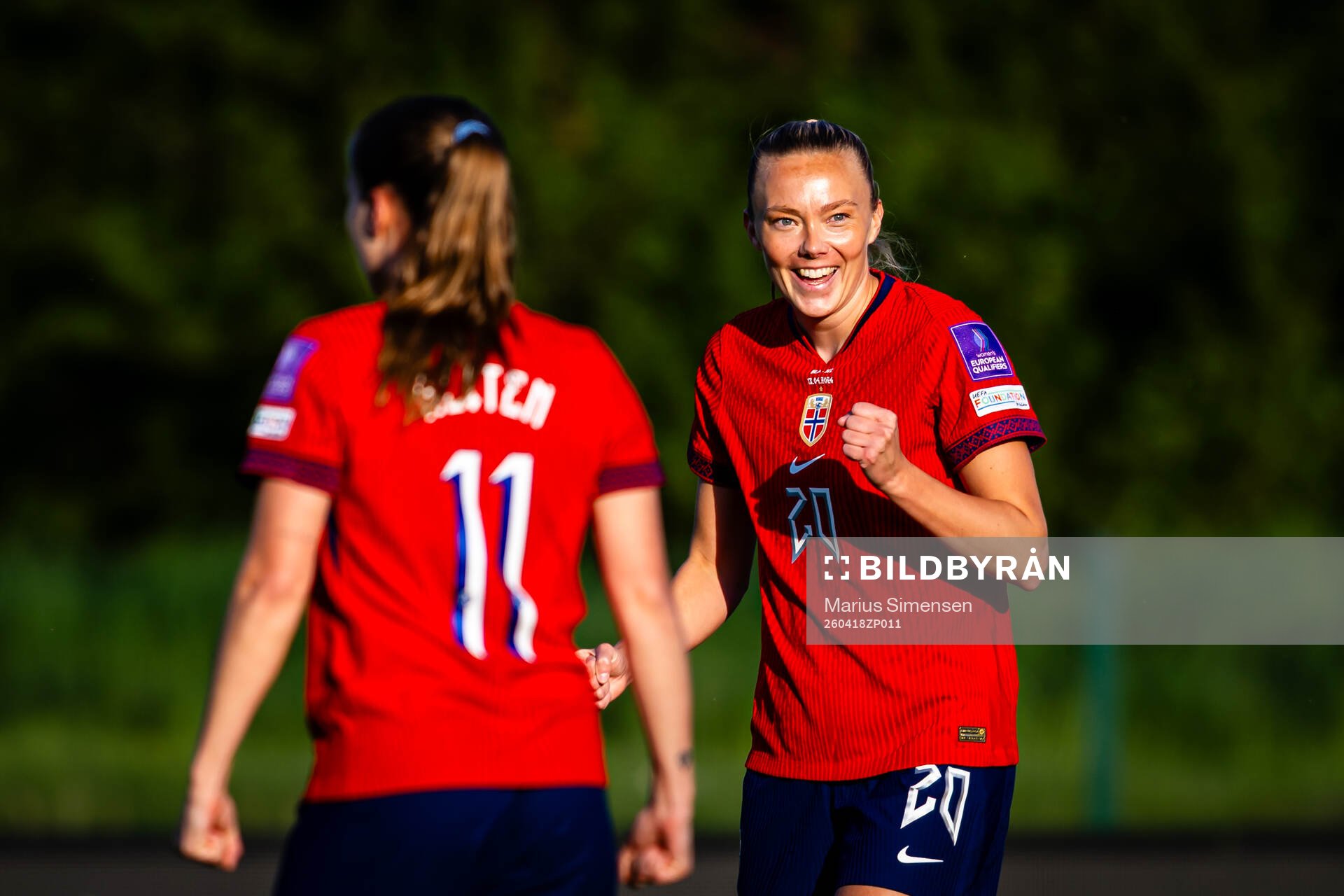 Synne Sofie Kinden Jensen of Norway celebrates