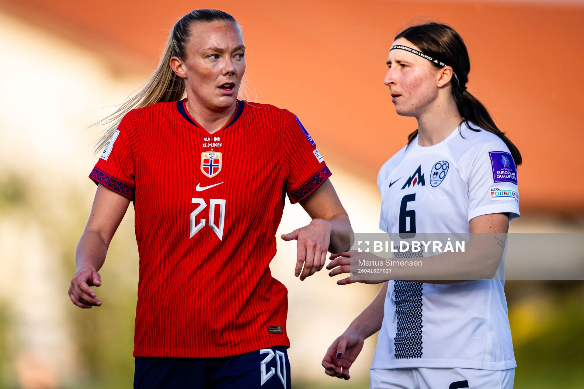 Synne Sofie Kinden Jensen of Norway and Kaja Korosec of