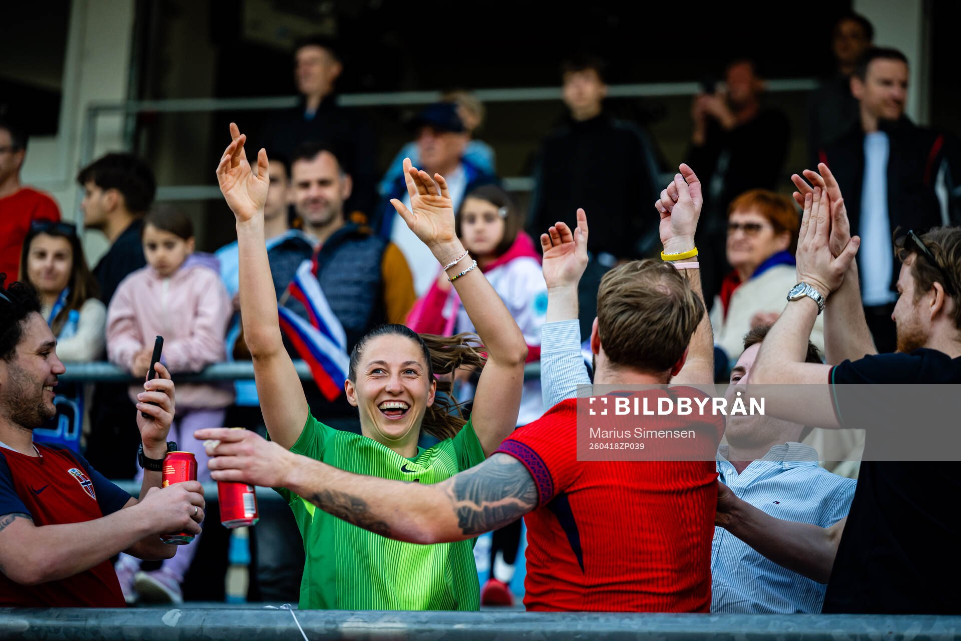 Goalkeeper Cecilie Fiskerstrand of Norway celebrates