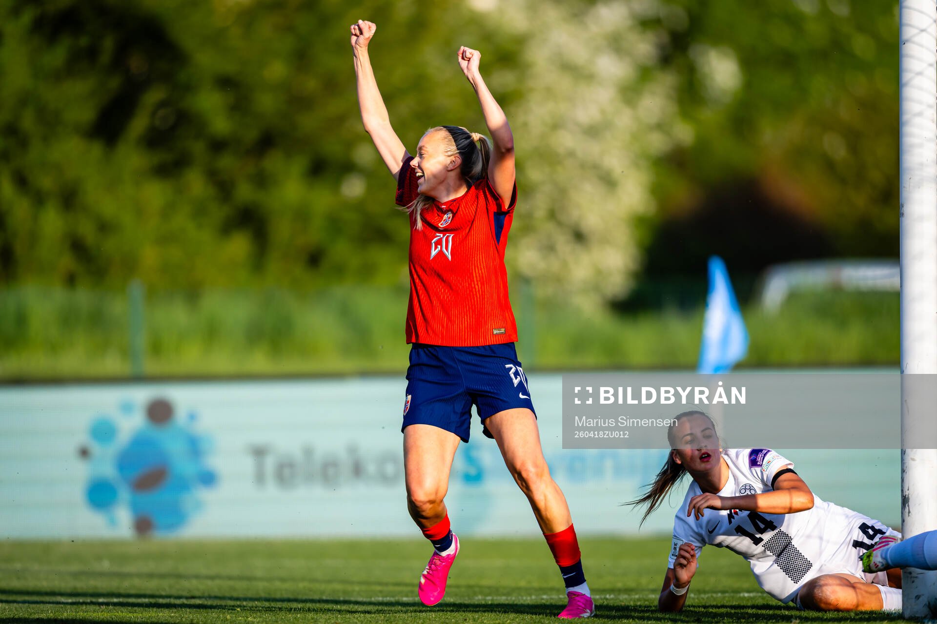 Synne Sofie Kinden Jensen of Norway celebrates