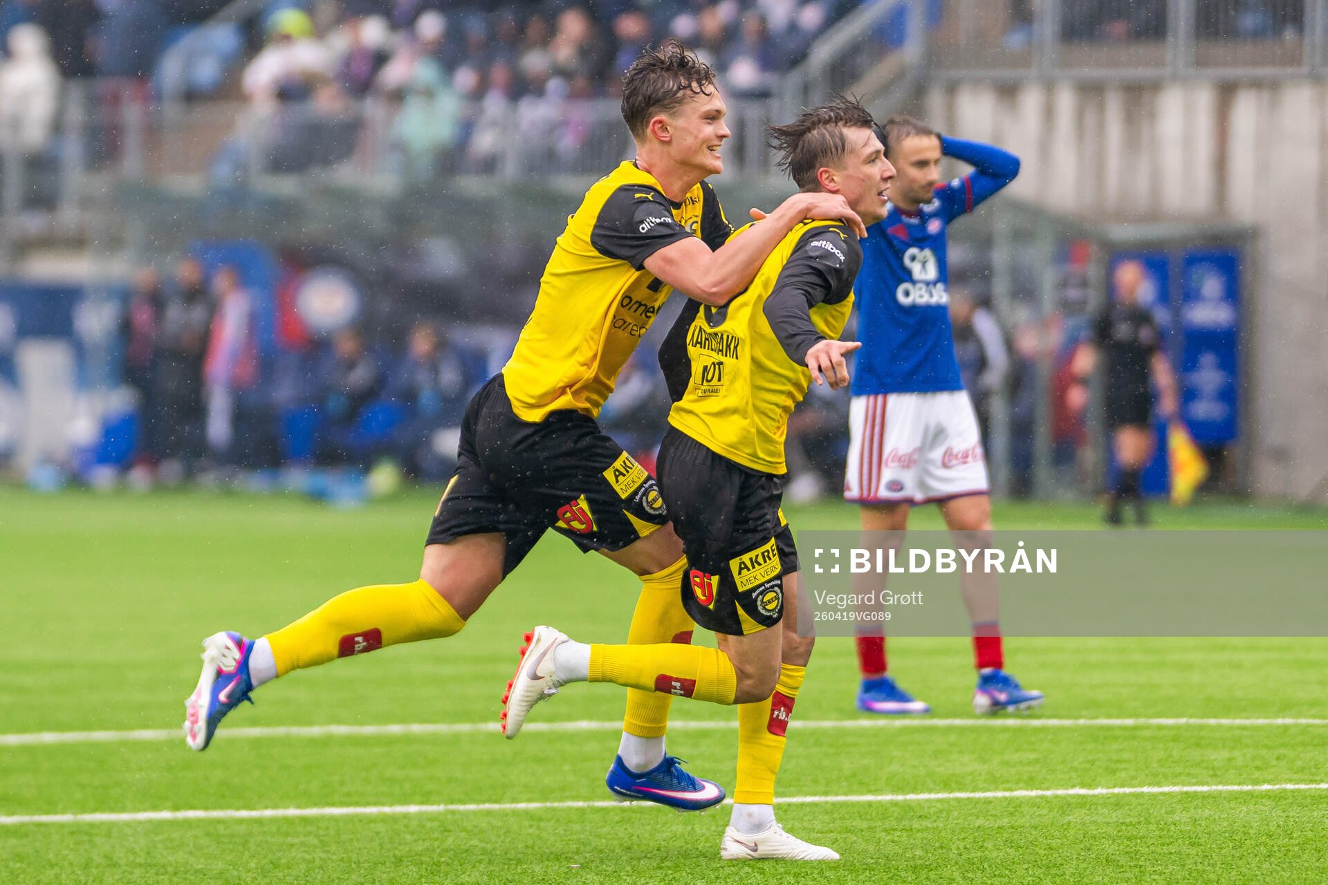 Markus Karlsbakk of Lillestrøm celebrates with teammate