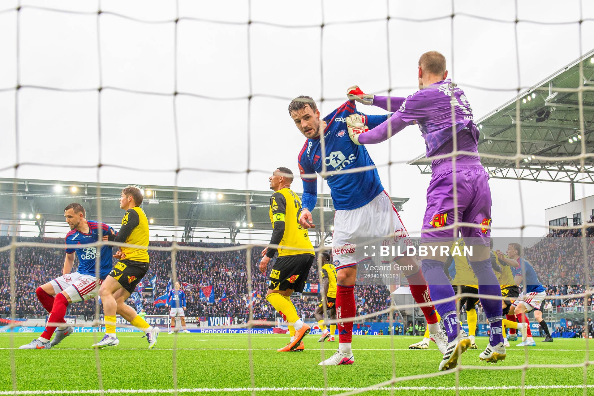Magnus Westergaard of Vålerenga and goalkeeper Pontus