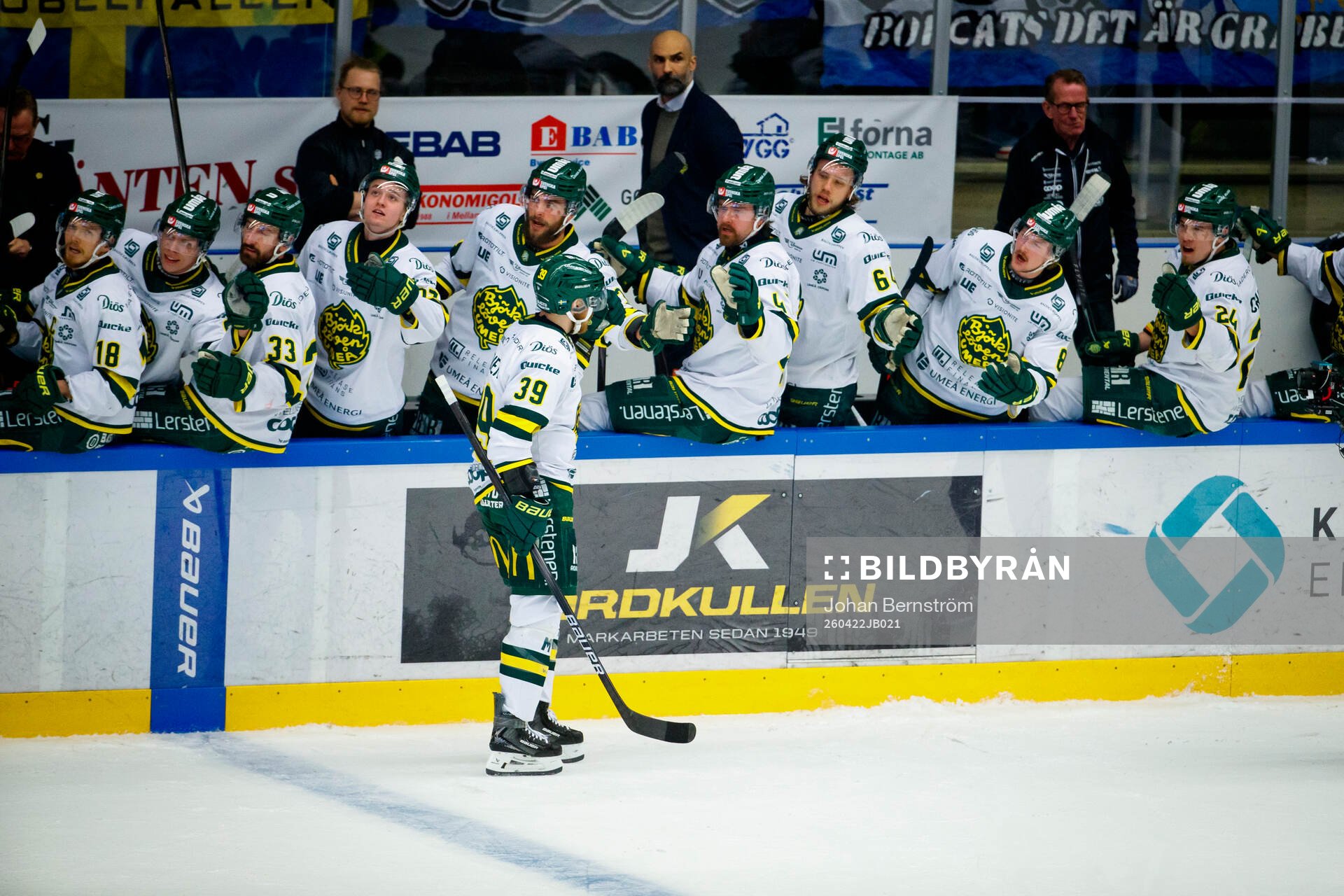 Björklövens Joel Mustonen jublar vid 1-0