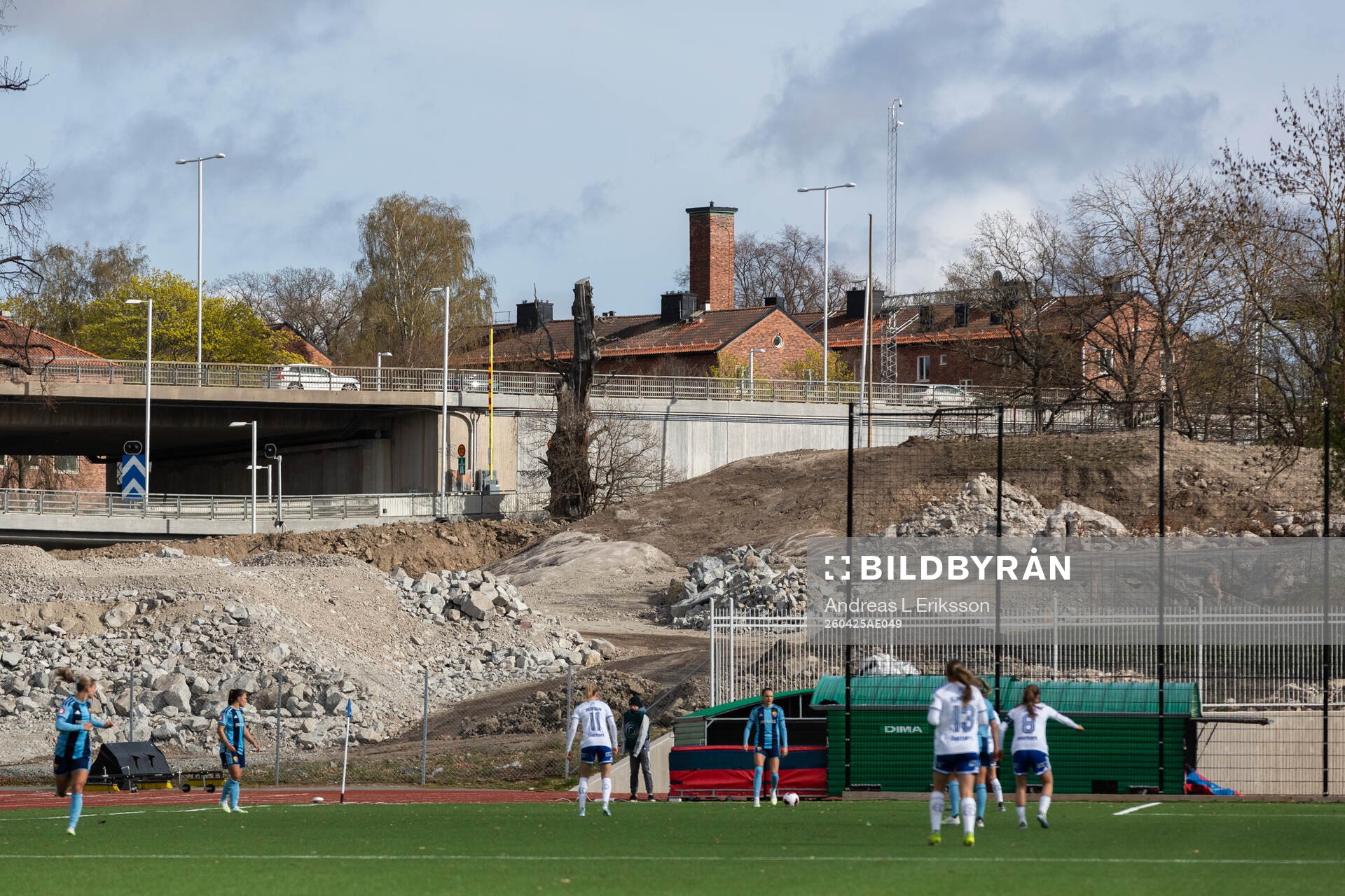 Essiingeleden och byggnationer bredvid Kristinebergs IP