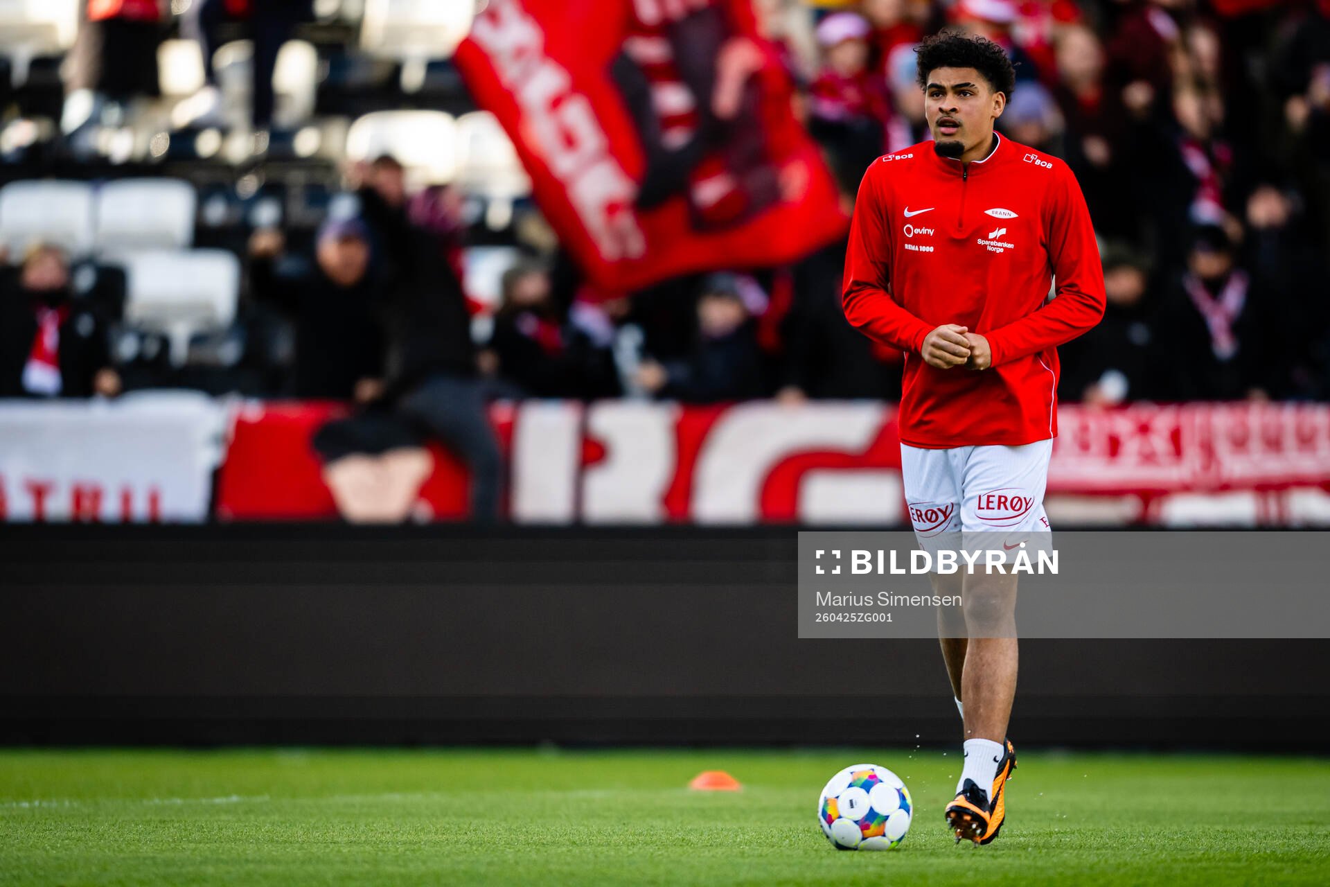 Noah Jean Holm of Brann warms up