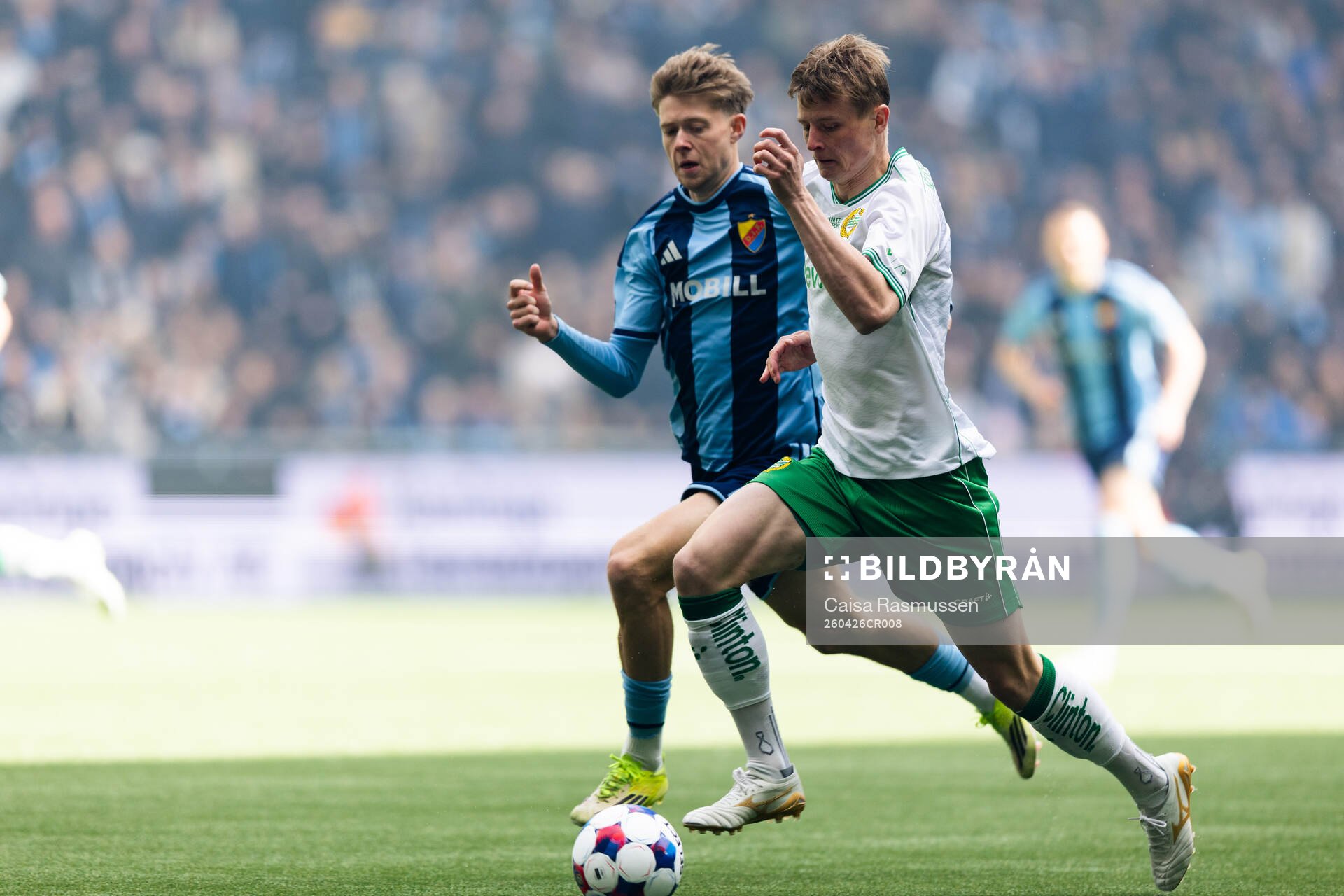 Djurgårdens Patric Åslund och Hammarbys Frederik Winther