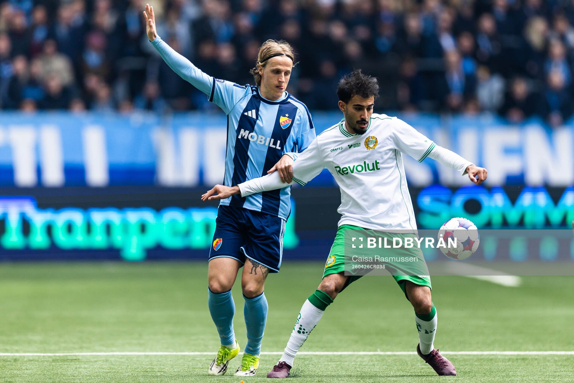 Djurgårdens Jeppe Okkels och Hammarbys Montader Madjed