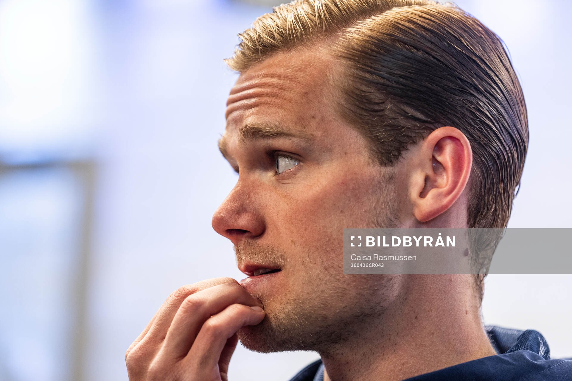 Djurgårdens Hampus Finndell i mixade zonen