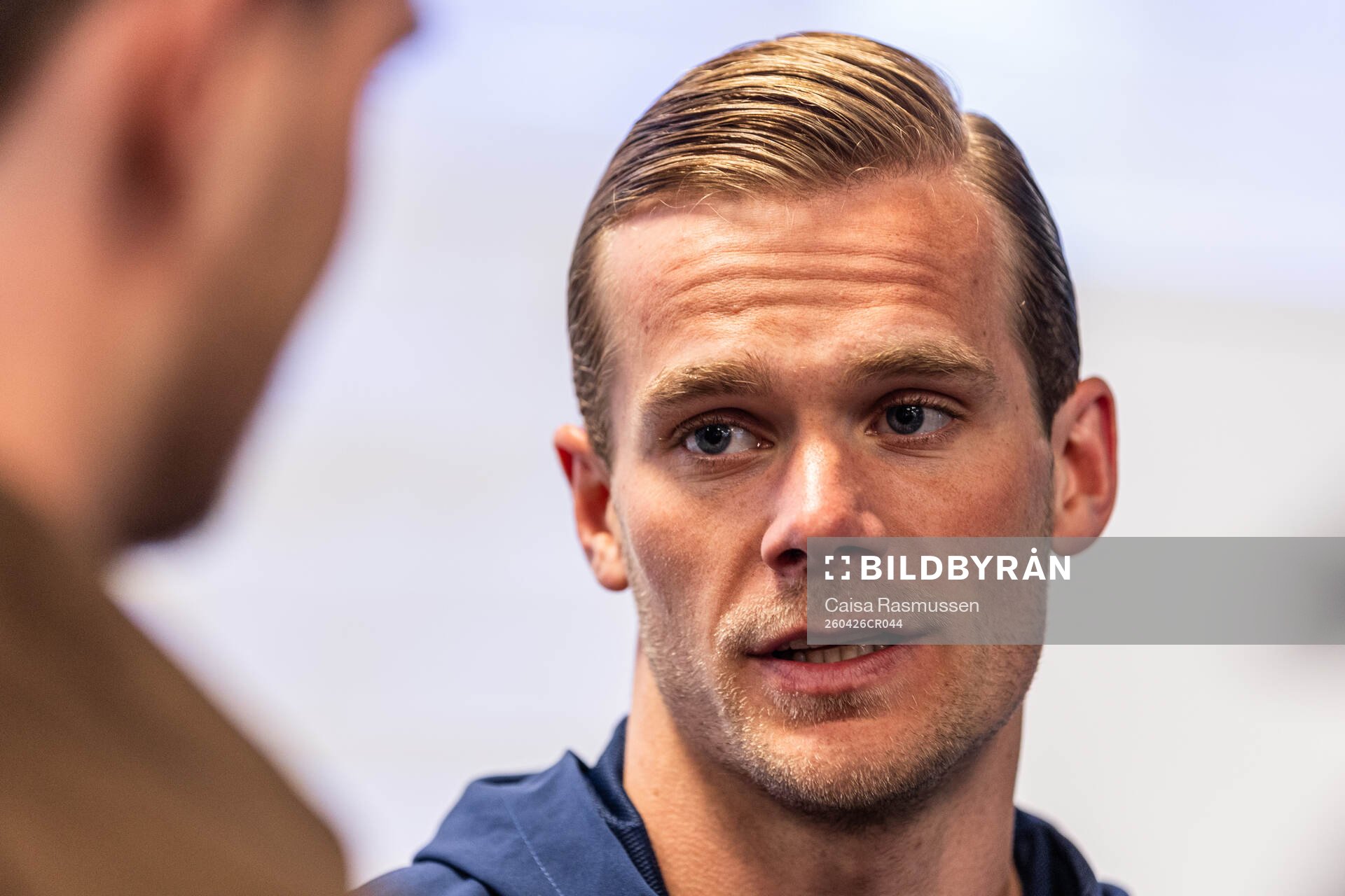Djurgårdens Hampus Finndell i mixade zonen