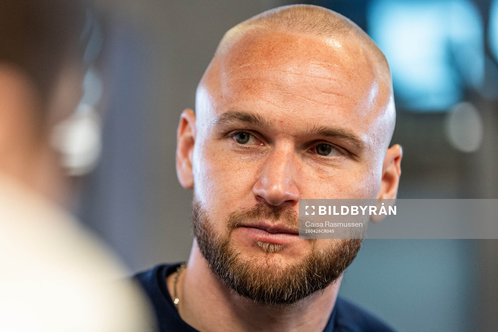 Djurgårdens Adam Ståhl i mixade zonen