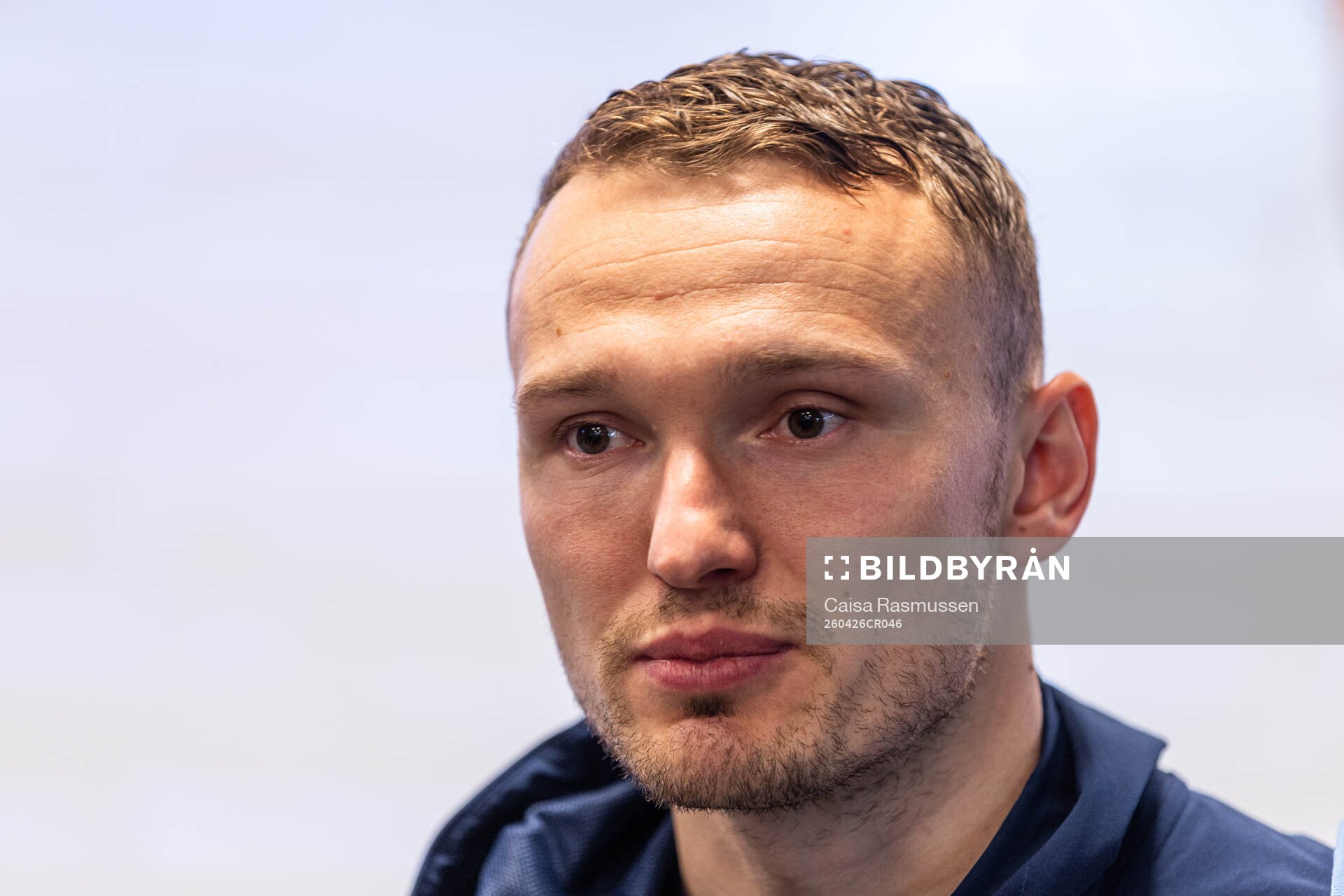 Djurgårdens Piotr Johansson i mixade zonen