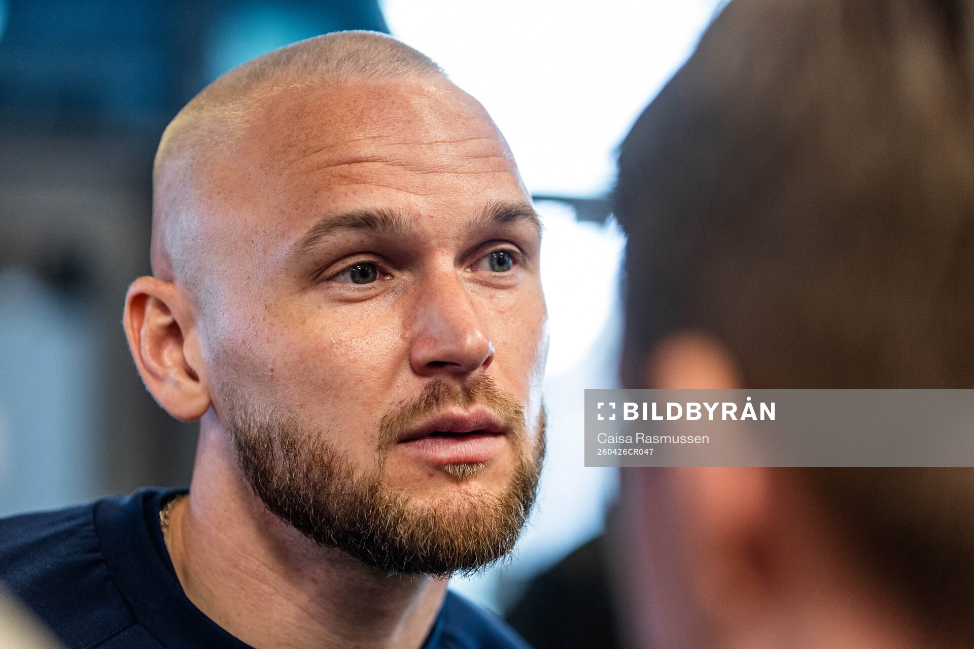 Djurgårdens Adam Ståhl i mixade zonen