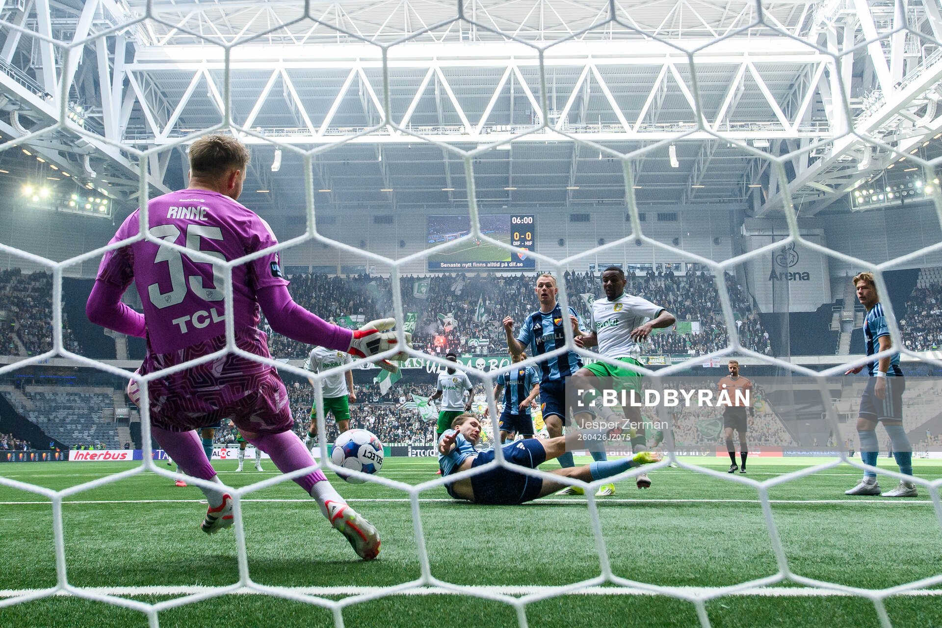 Djurgårdens målvakt Jacob Rinne, Miro Tenho och Kristian