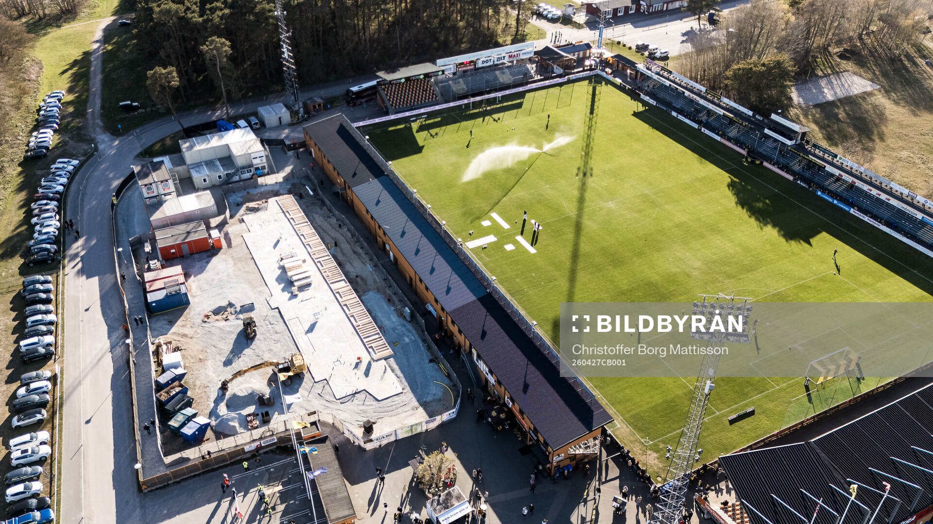 Drönarvy över Strandvallen