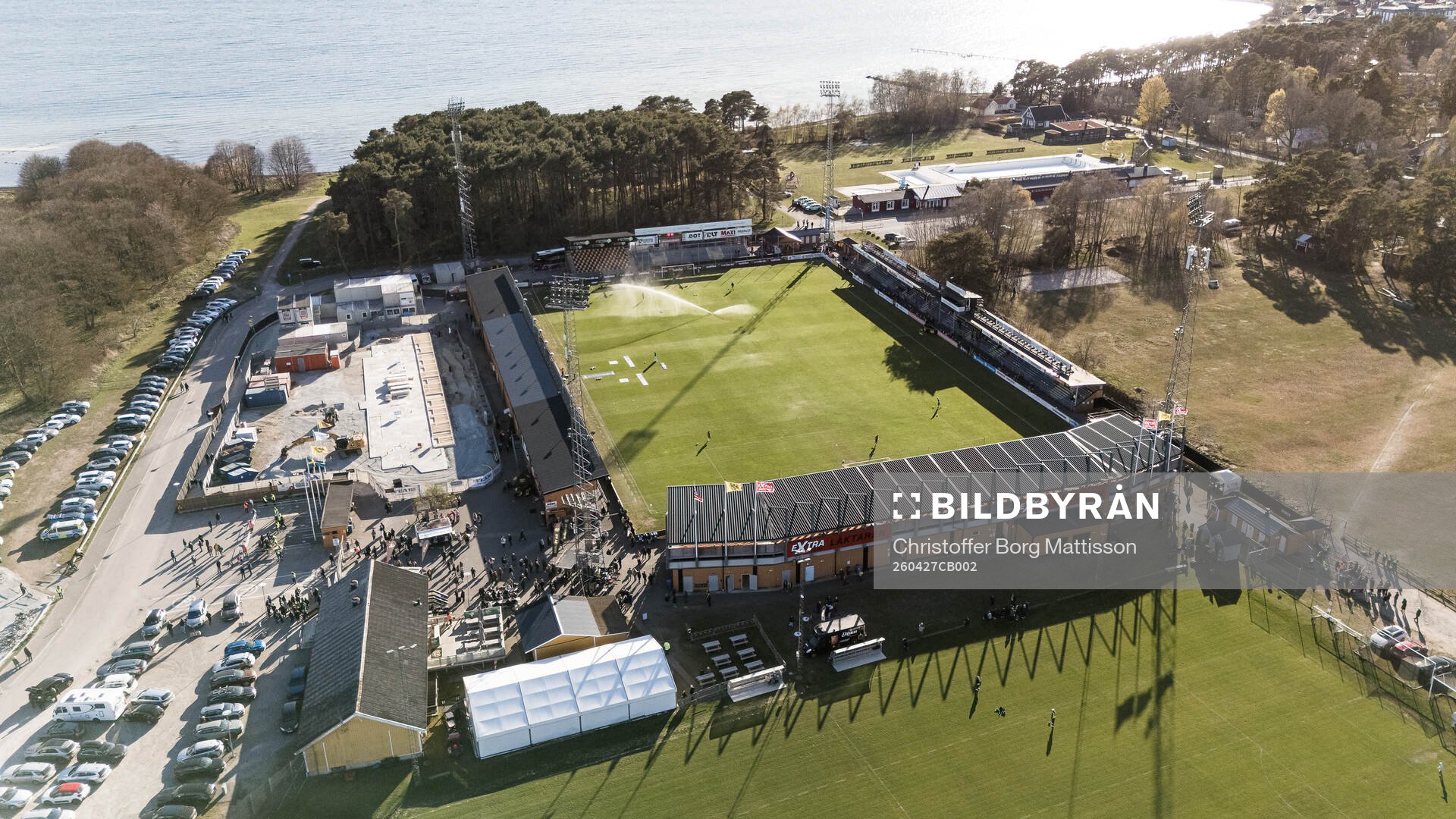 Drönarvy över Strandvallen