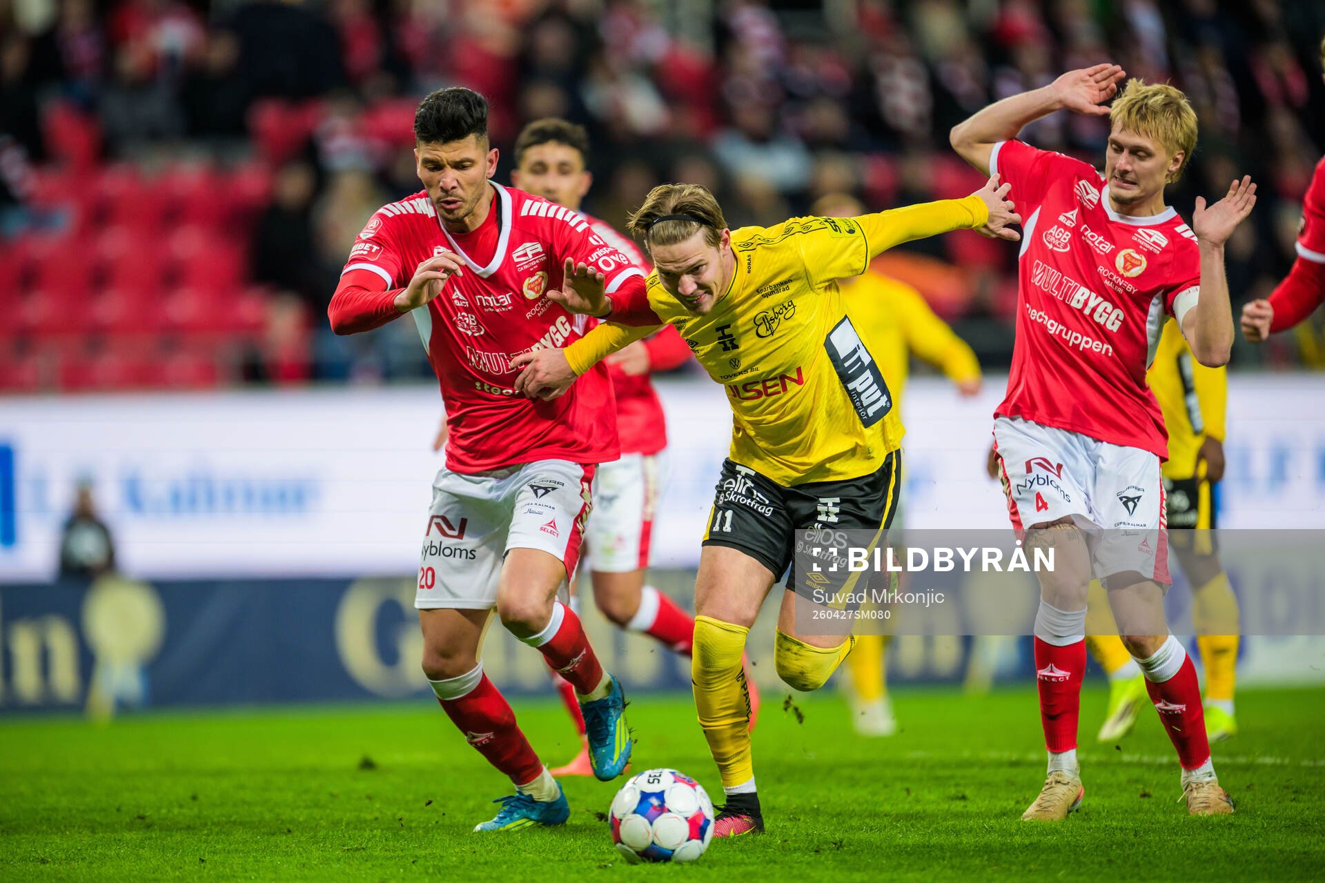 Kalmars Achraf Dari och Rony Jansson och Elfsborgs Taylor
