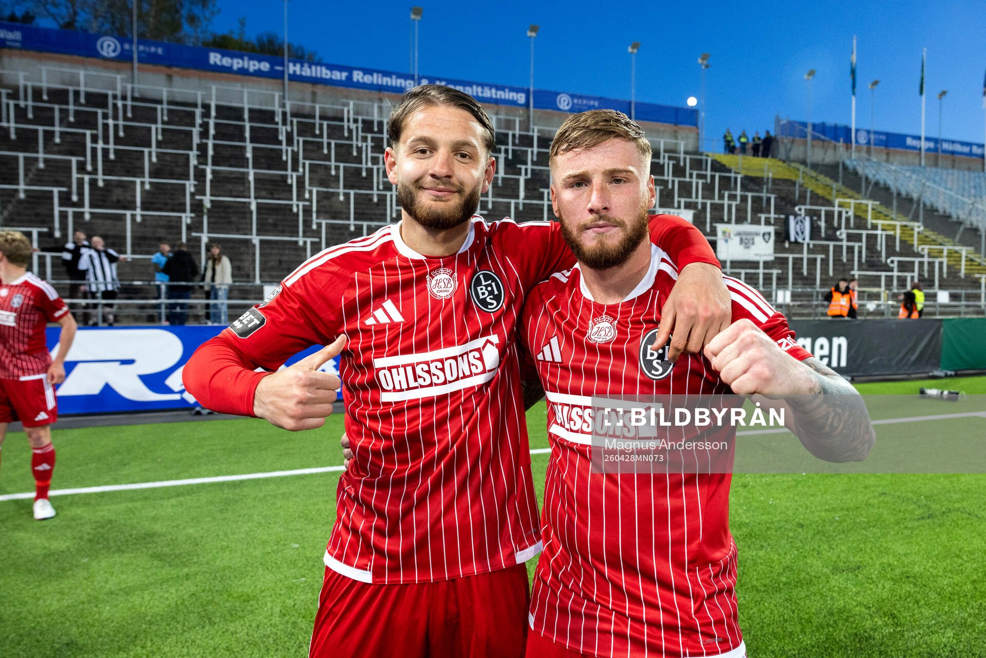 Landskronas Allen Smajic och Markus Björkqvist jublar