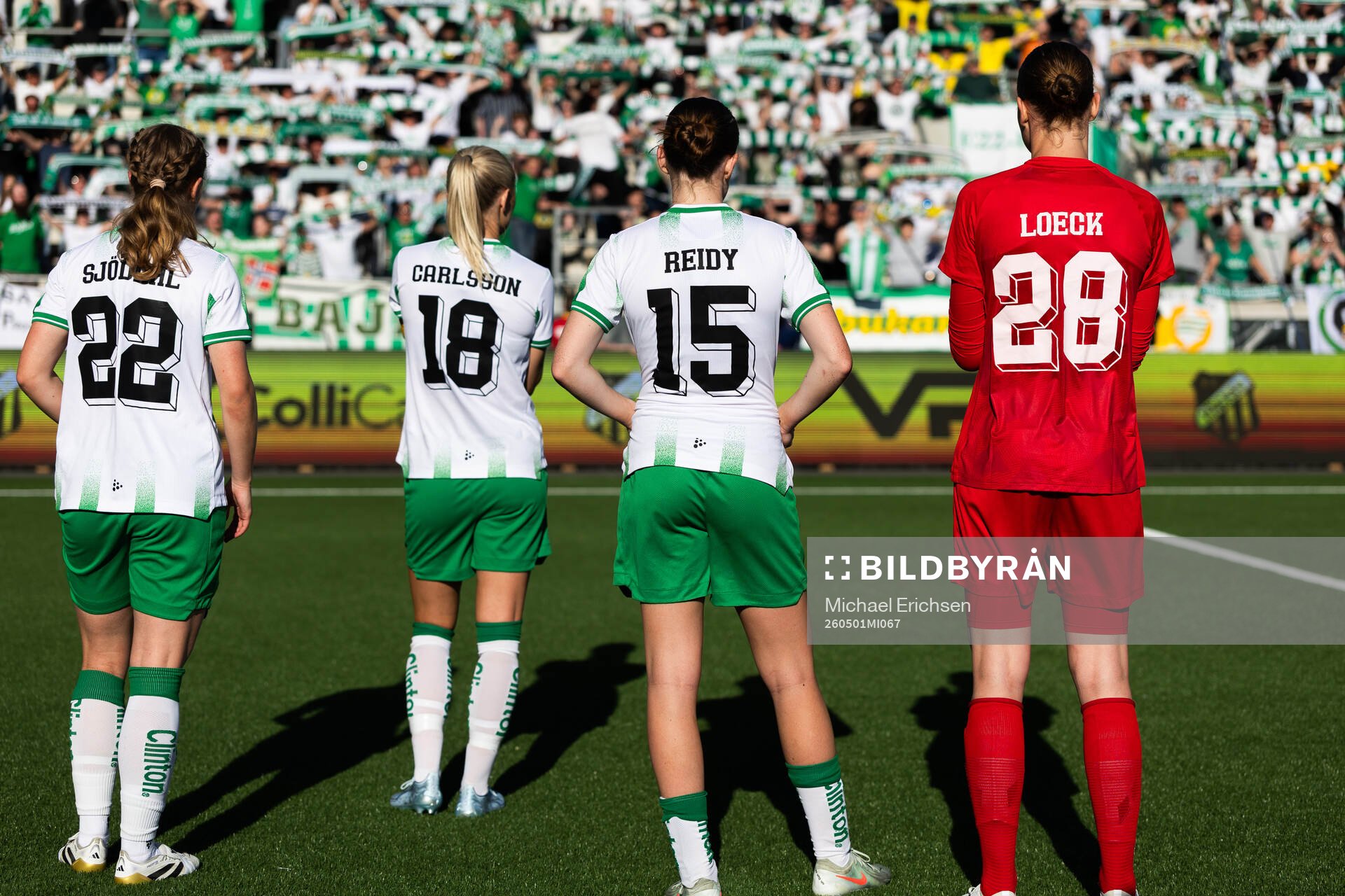 Hannah Sjödahl, Alice Carlsson, Sofia Reidy and goalkeeper