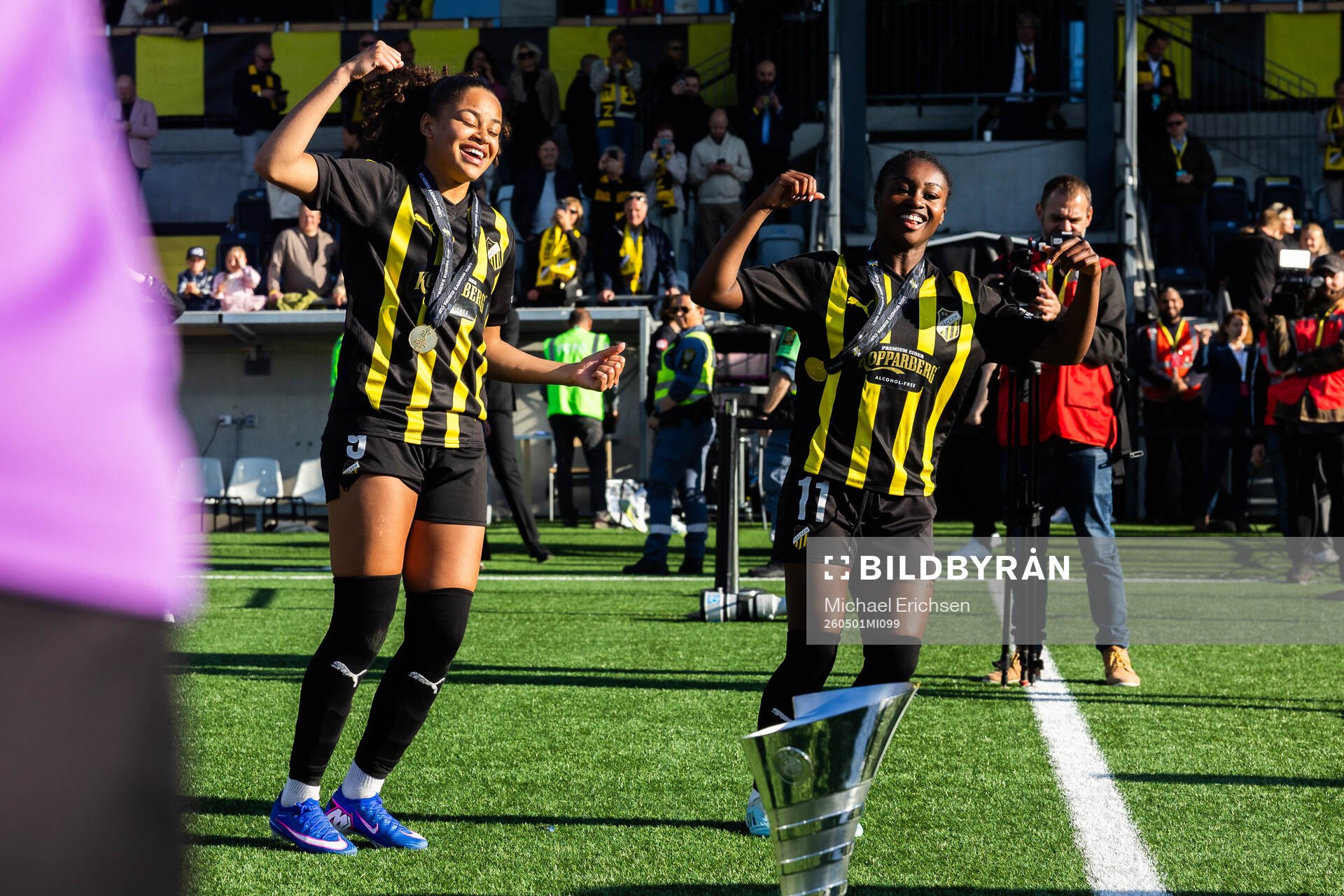Felicia Schröder and Monica Jusu Bah celebrate