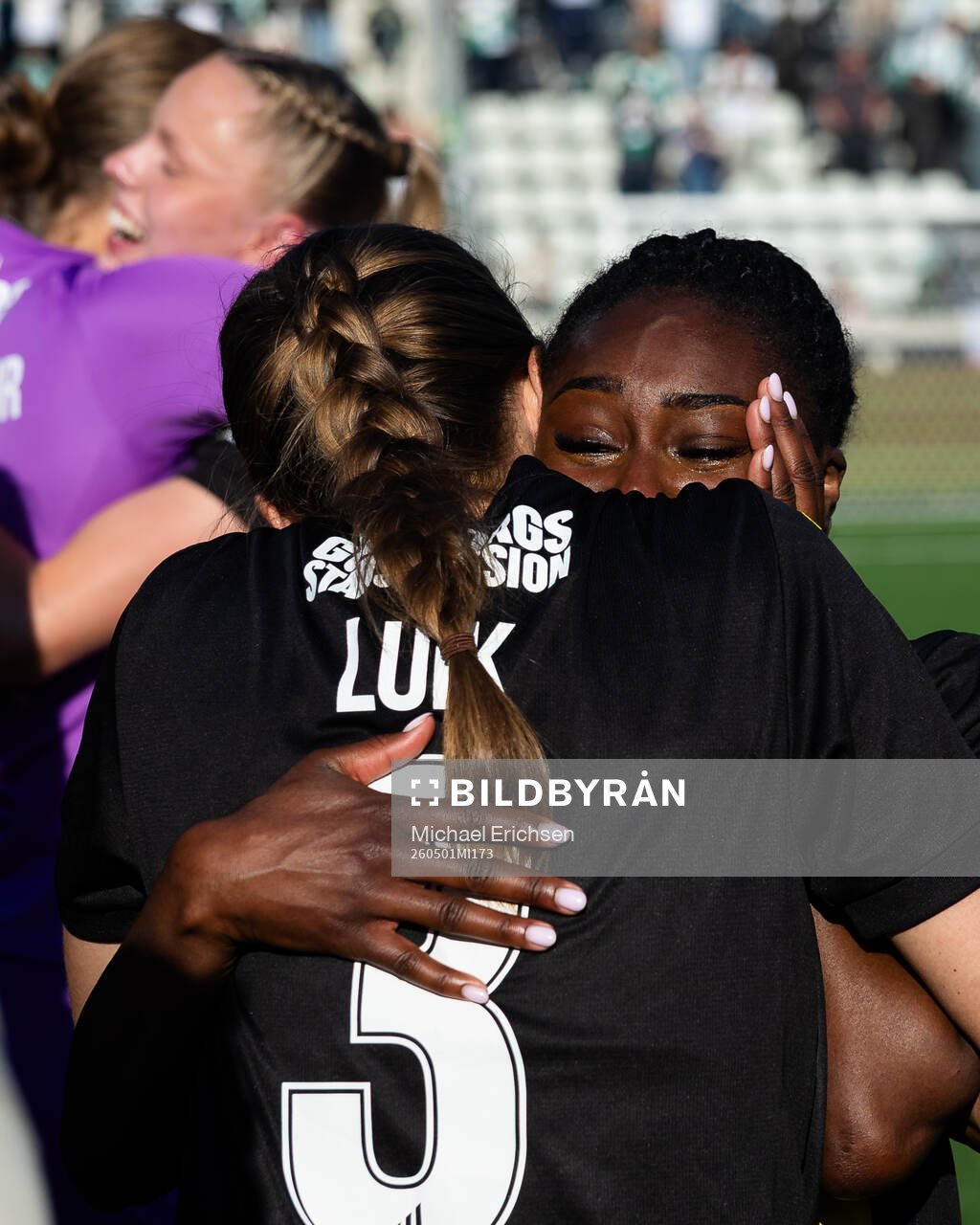 Aivi Luik and Monica Jusu Bah of Häcken celebrate