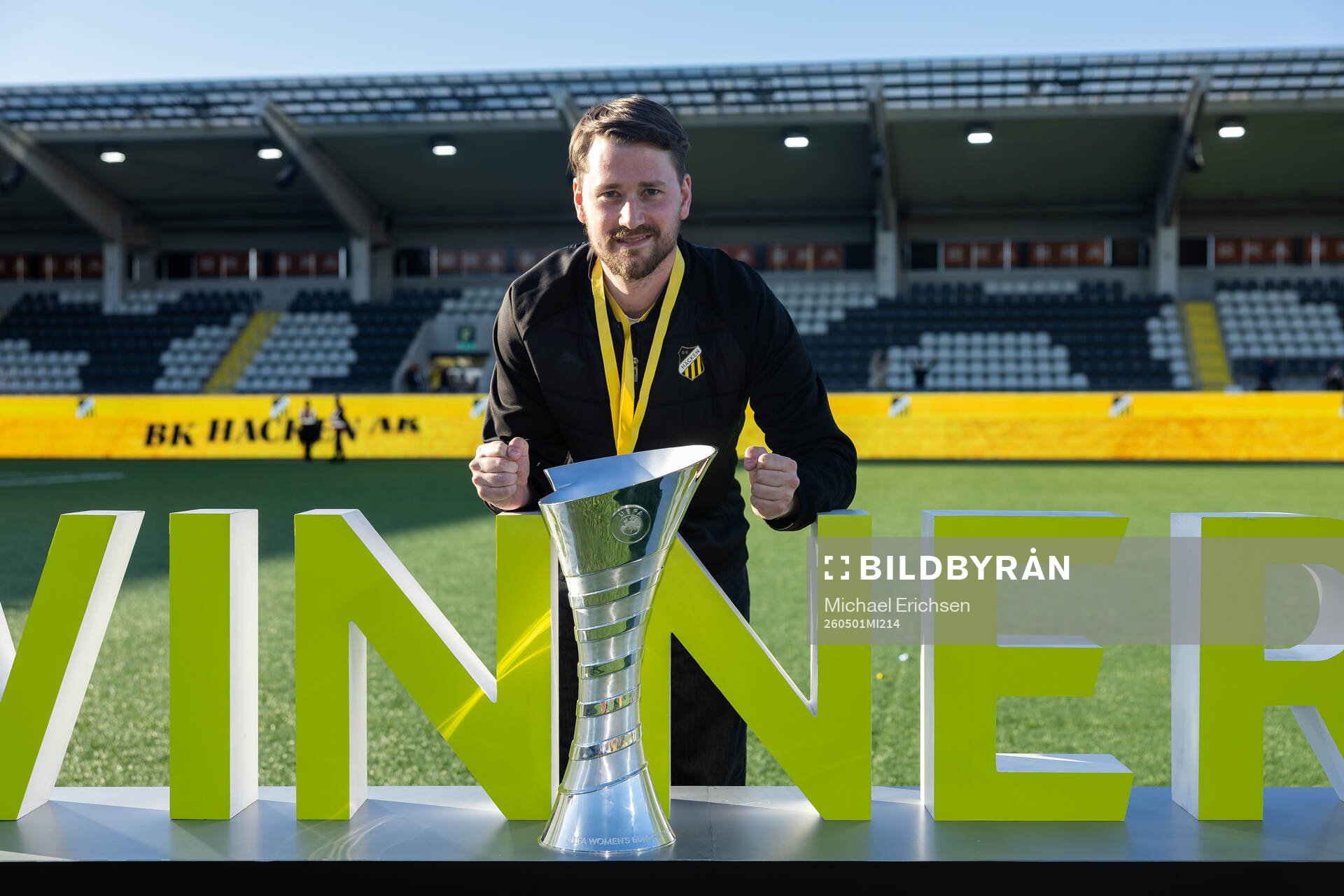 Content producer Jonatan Larsson of Häcken  celebrate with