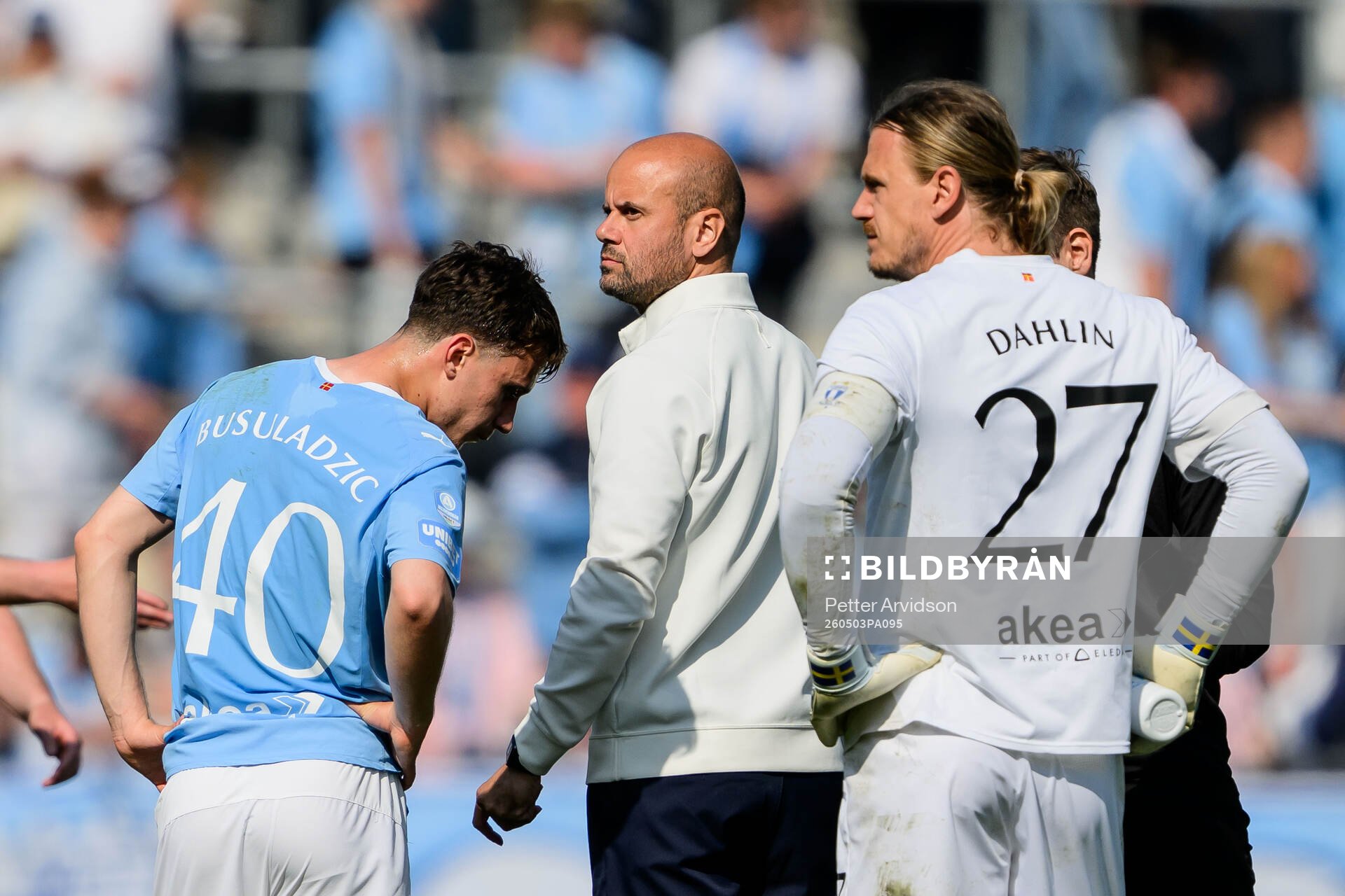 Malmö FFs Kenan Busuladzic, huvudtränare Miguel Angel