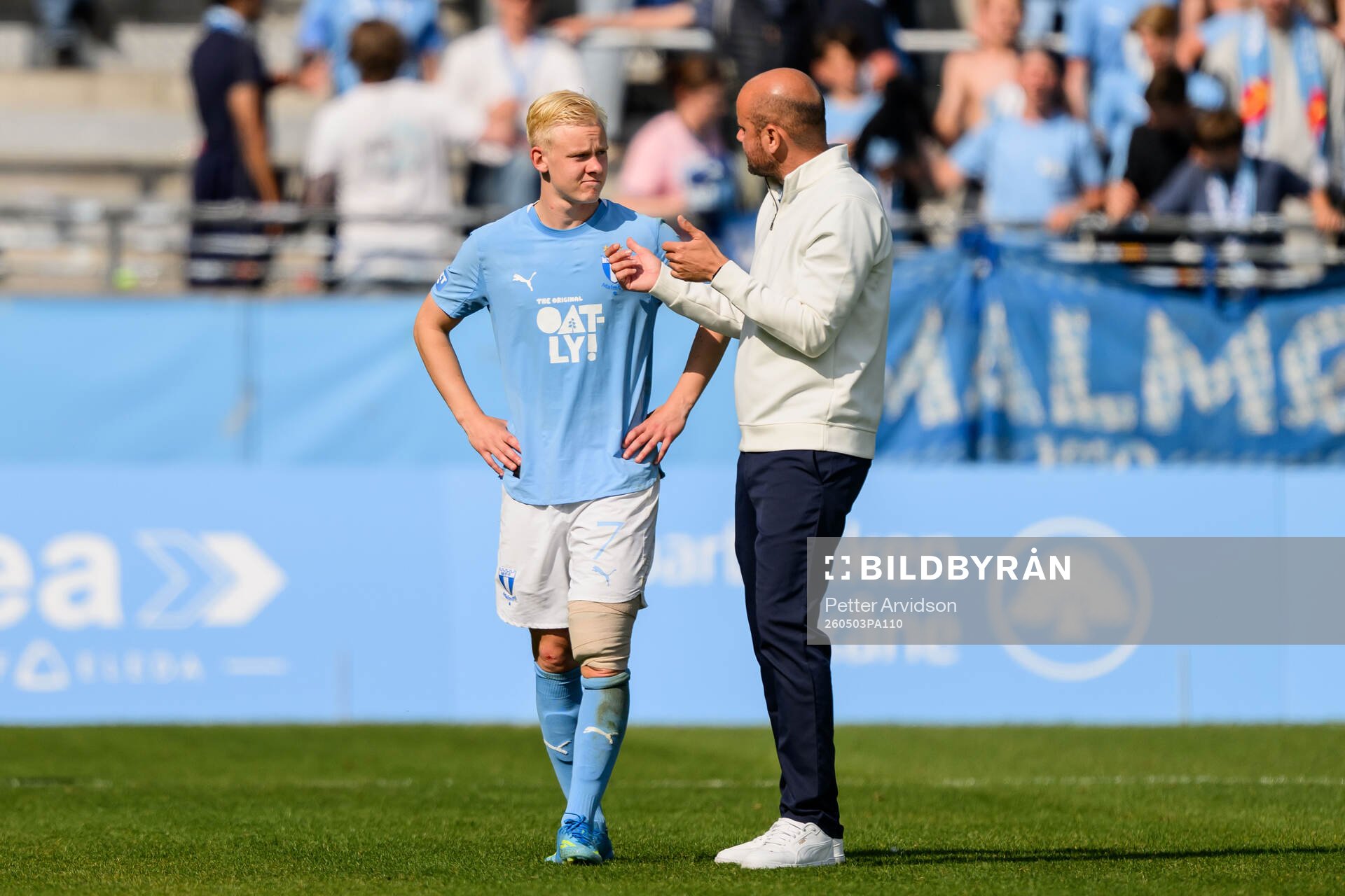 Malmö FFs Otto Rosengren och huvudtränare Miguel Angel