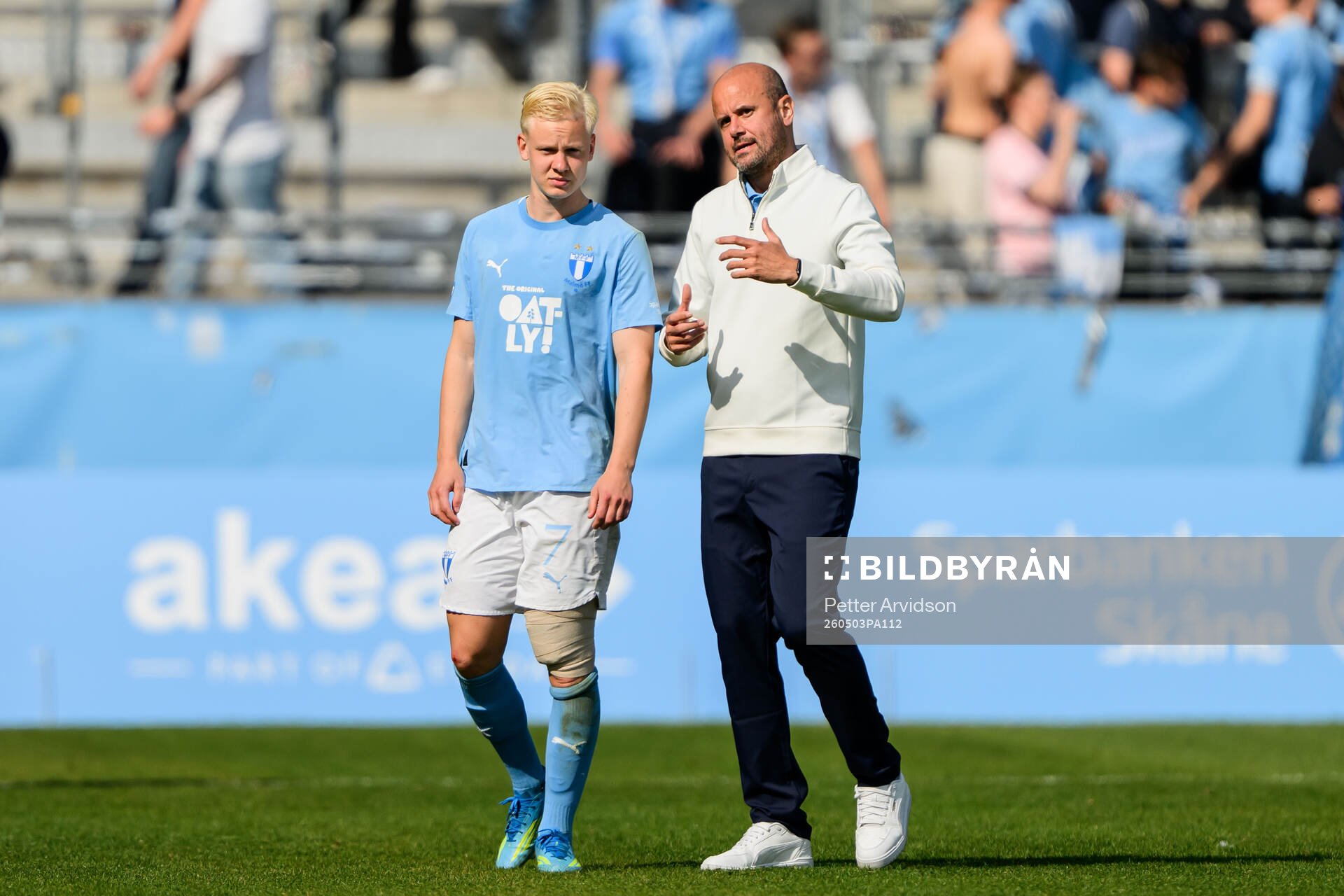 Malmö FFs Otto Rosengren och huvudtränare Miguel Angel