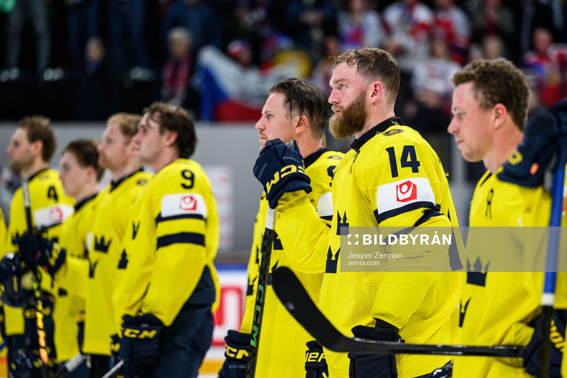 Mattias Ekholm of Sweden looks dejected
