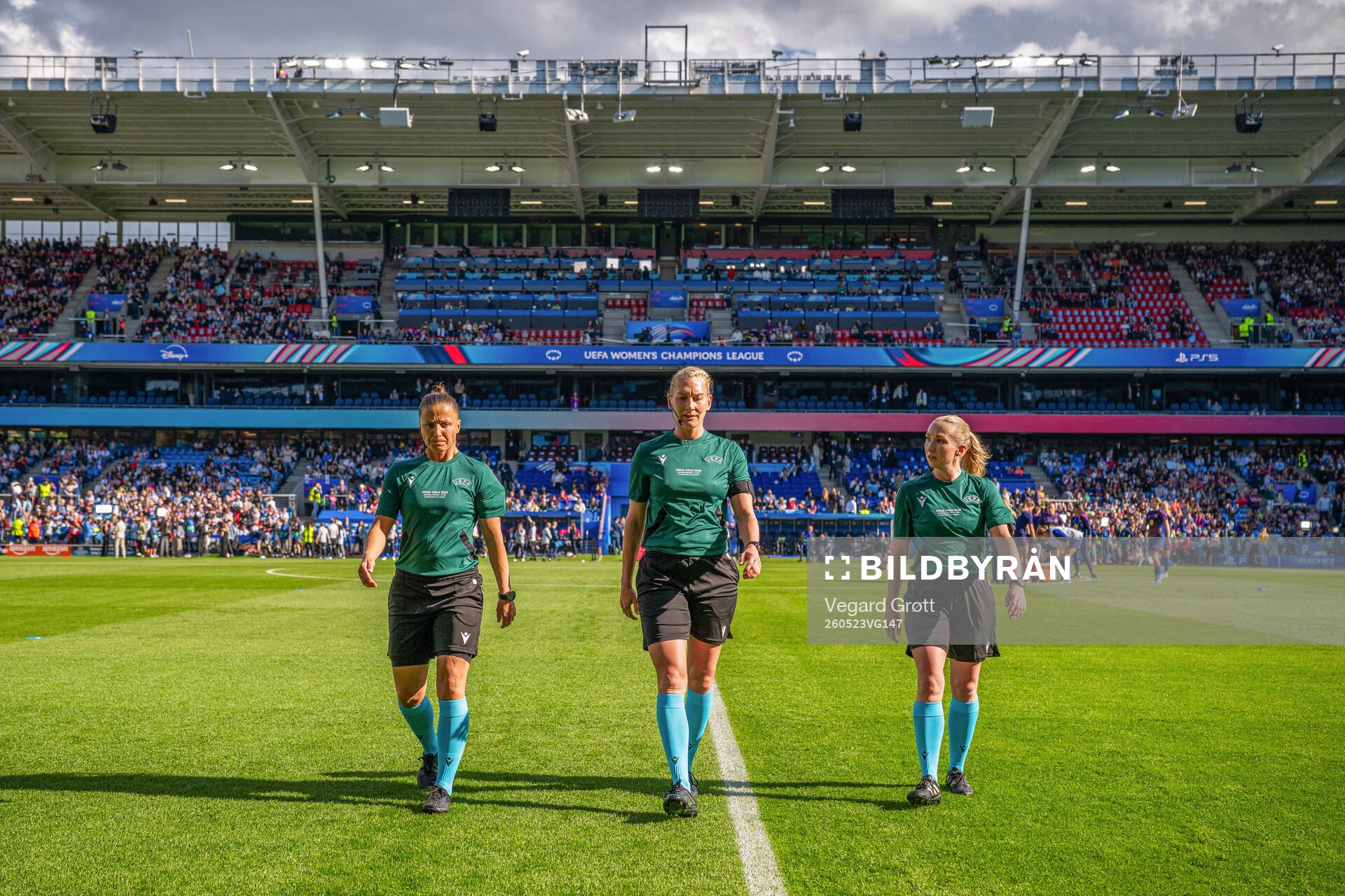 Assistant referee Almira Spahić, referee Tess Olofsson and