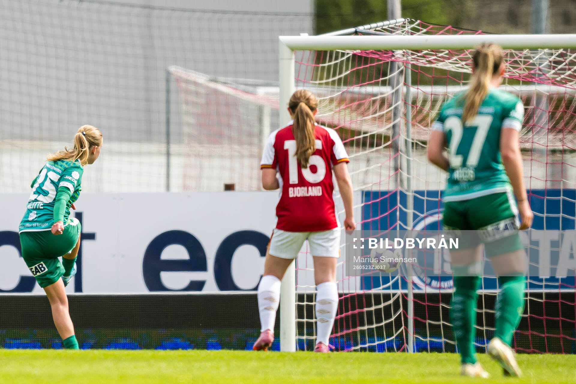 Julie Haugaard Andersen of Klepp scores the 1-2 goal