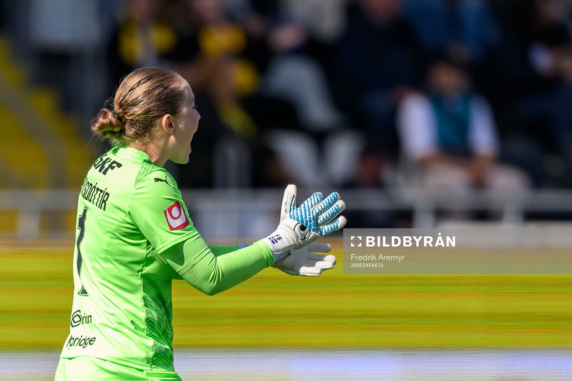 Häckens målvakt Fanney Inga Birkisdottir jublar