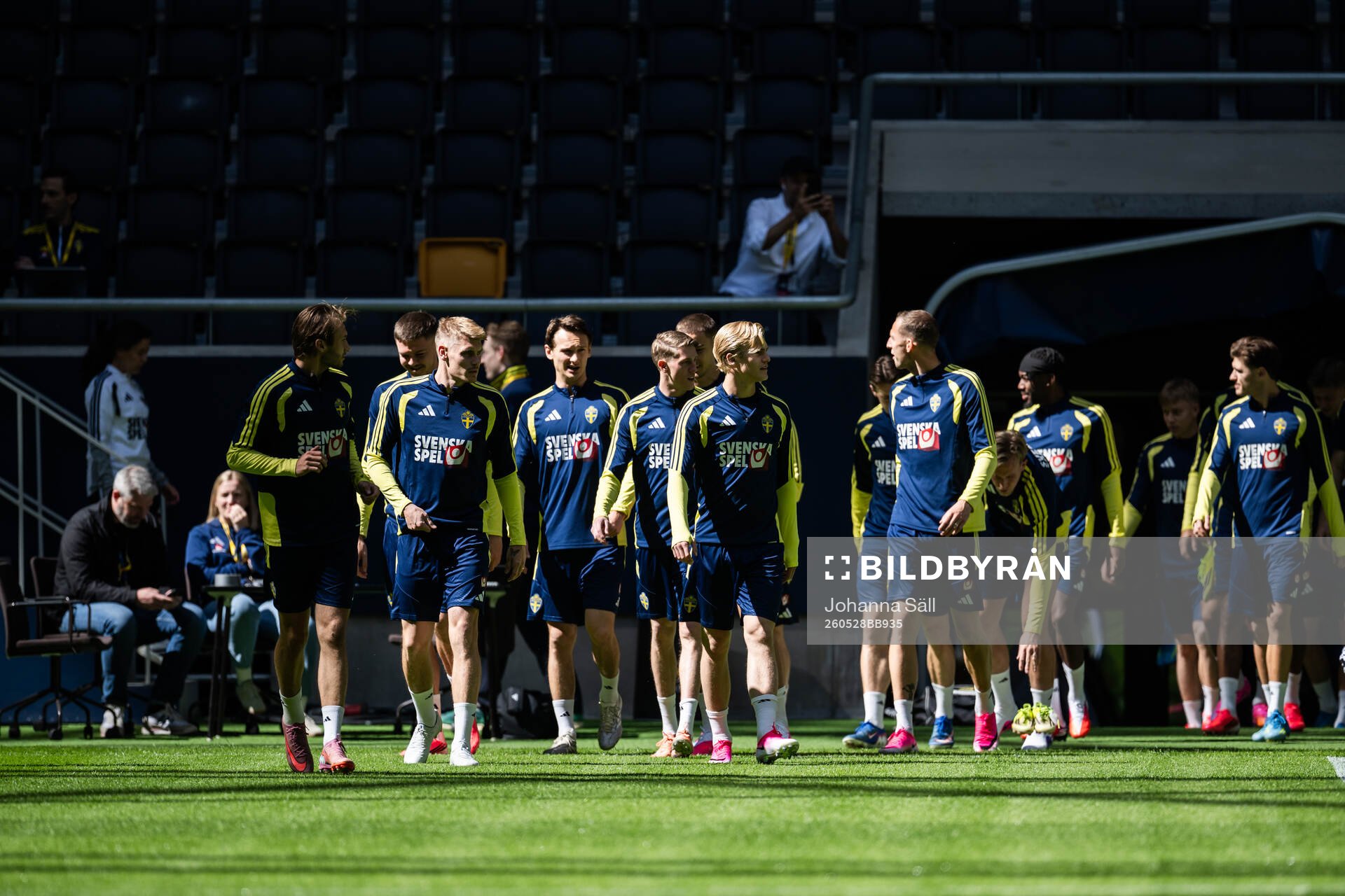Players of the Swedish national football team at a training