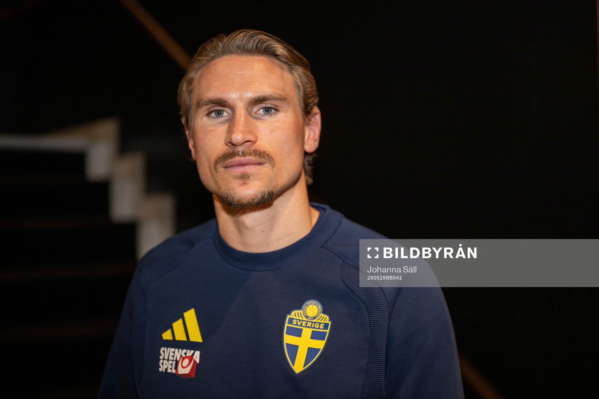 Carl Starfelt of the Swedish national football team poses
