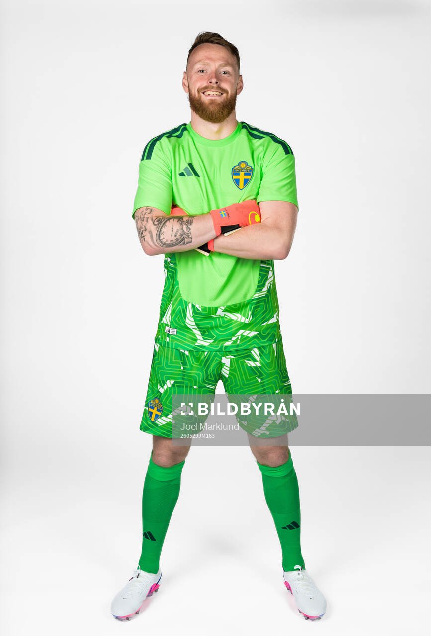 Goalkeeper Viktor Johansson of the Swedish national