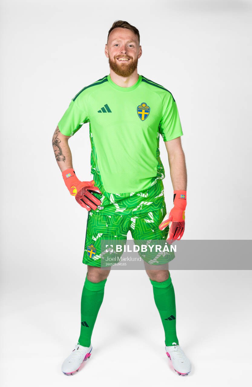 Goalkeeper Viktor Johansson of the Swedish national