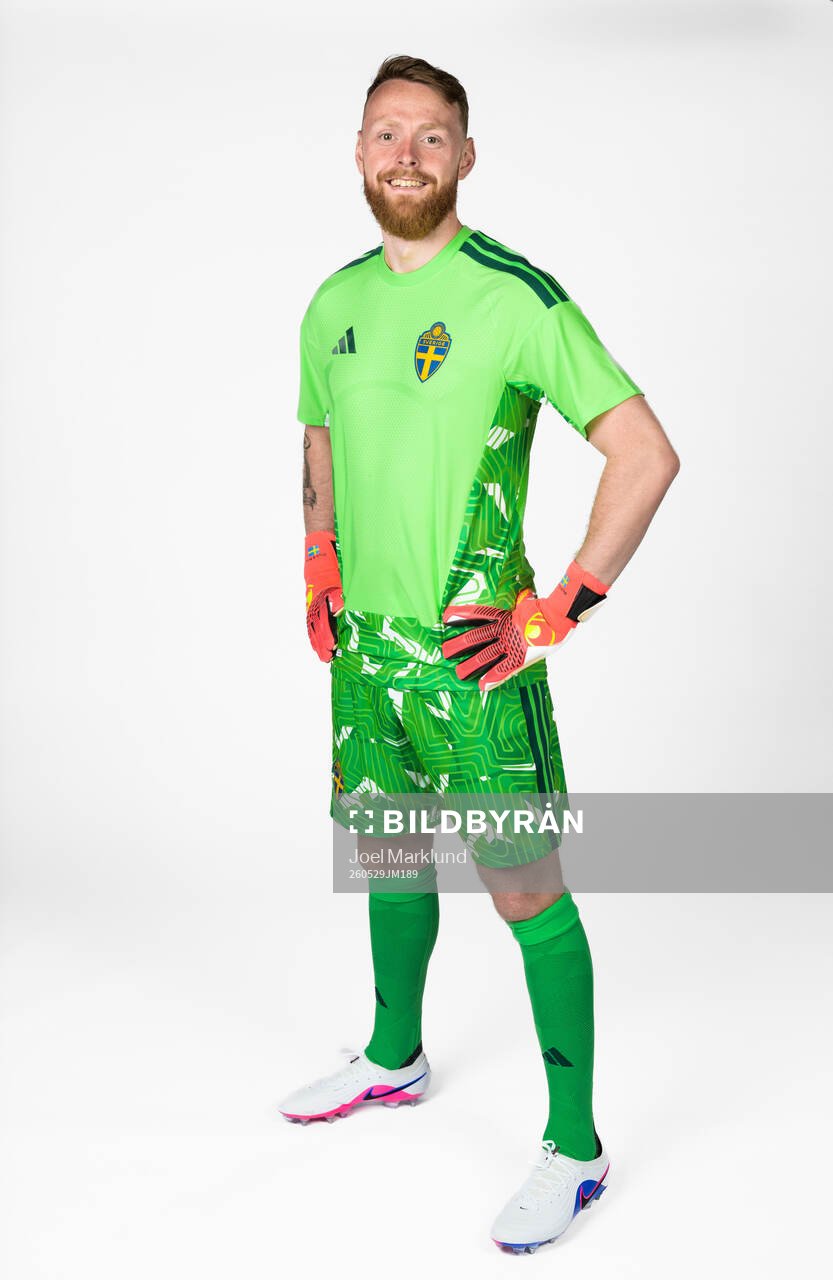 Goalkeeper Viktor Johansson of the Swedish national