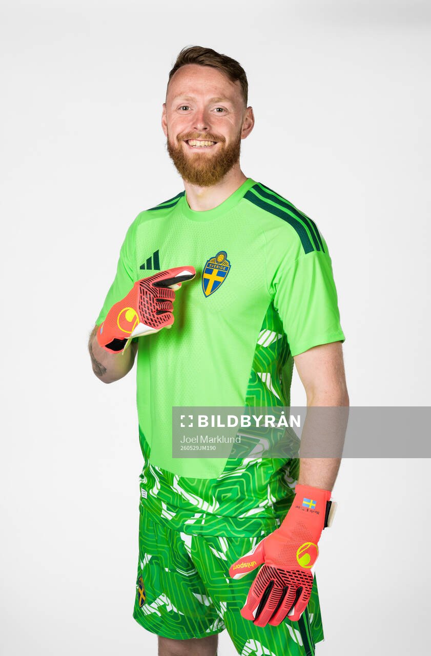 Goalkeeper Viktor Johansson of the Swedish national