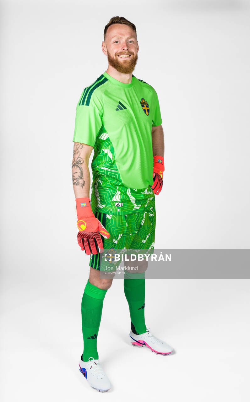 Goalkeeper Viktor Johansson of the Swedish national