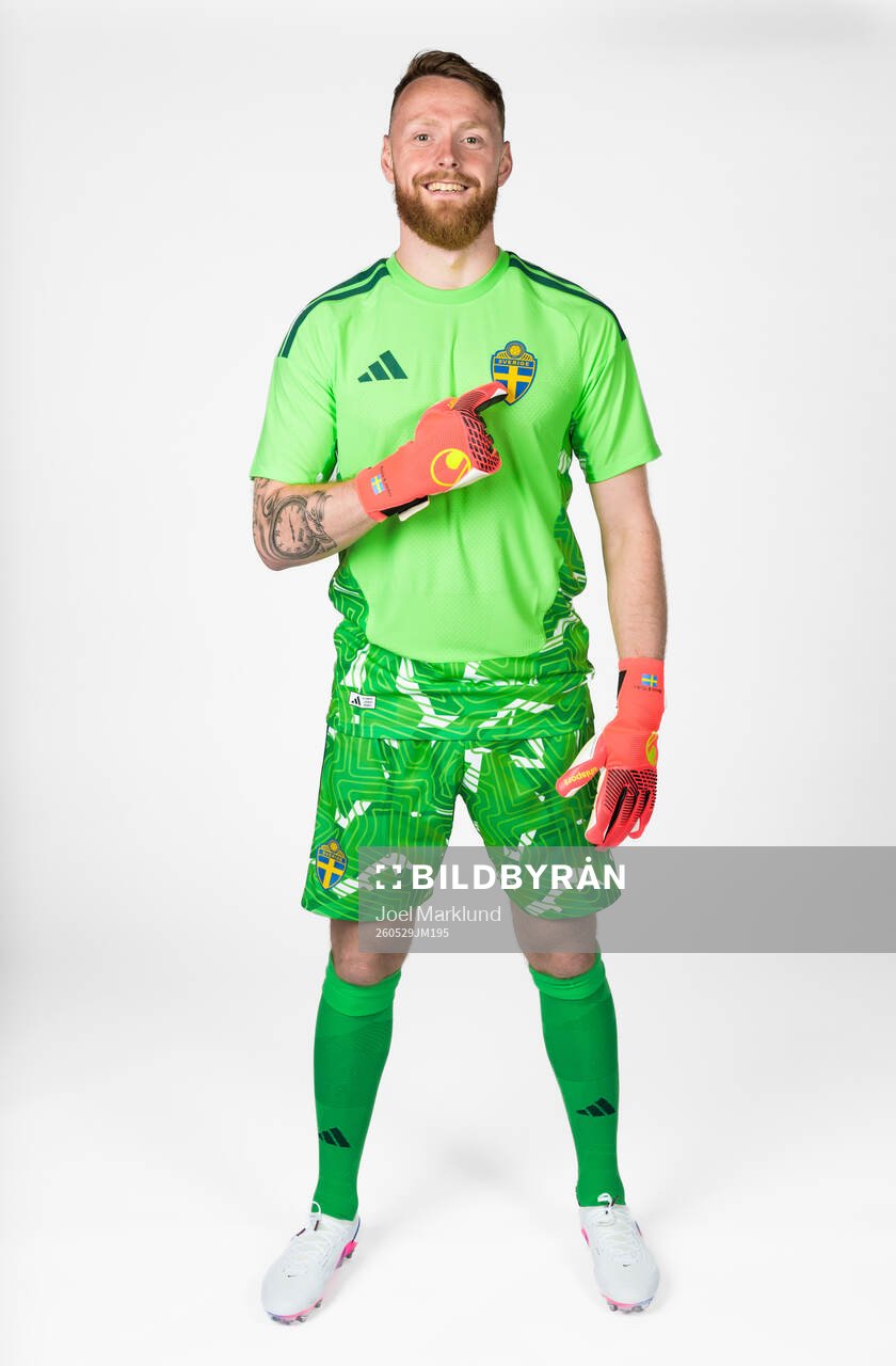 Goalkeeper Viktor Johansson of the Swedish national
