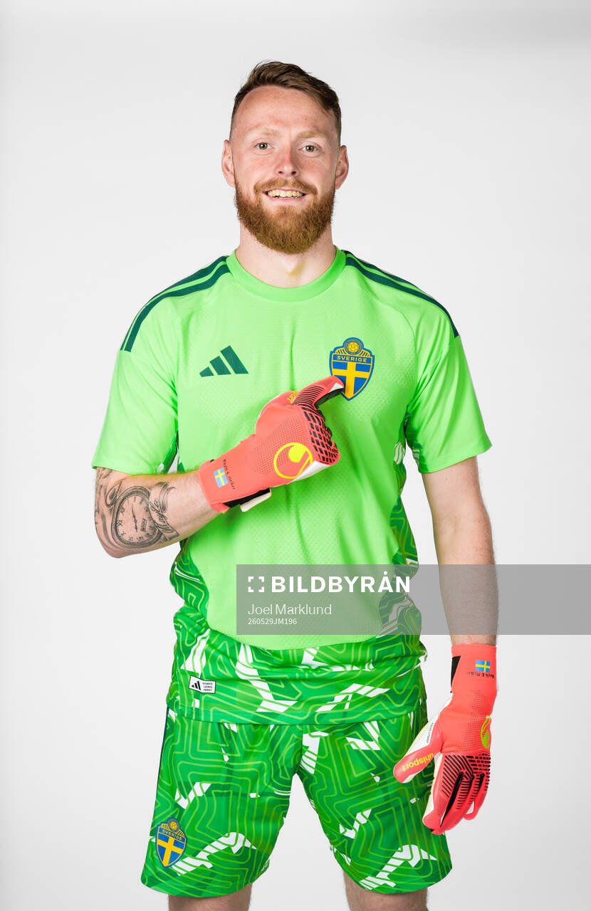 Goalkeeper Viktor Johansson of the Swedish national