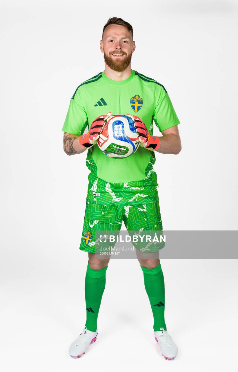 Goalkeeper Viktor Johansson of the Swedish national