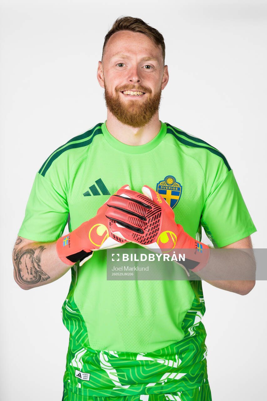 Goalkeeper Viktor Johansson of the Swedish national