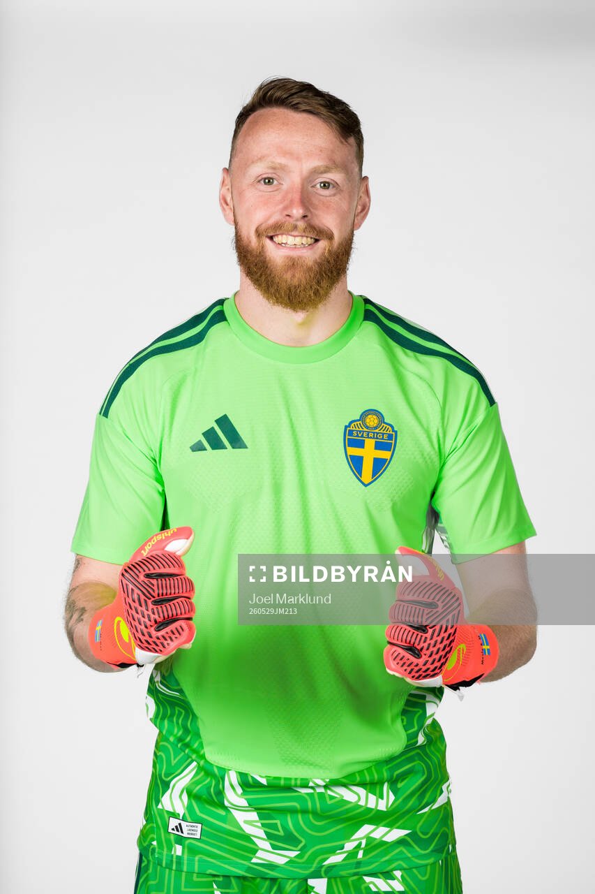 Goalkeeper Viktor Johansson of the Swedish national