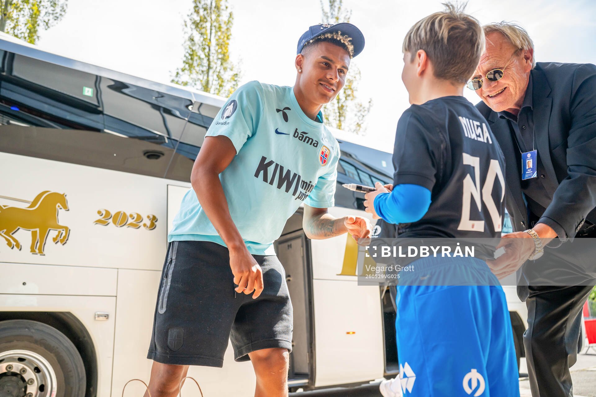 Antonio Nusa of the Norwegian national football team with a