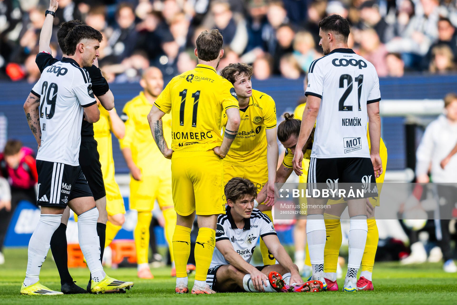 Mads Bomholt of Rosenborg with an injury