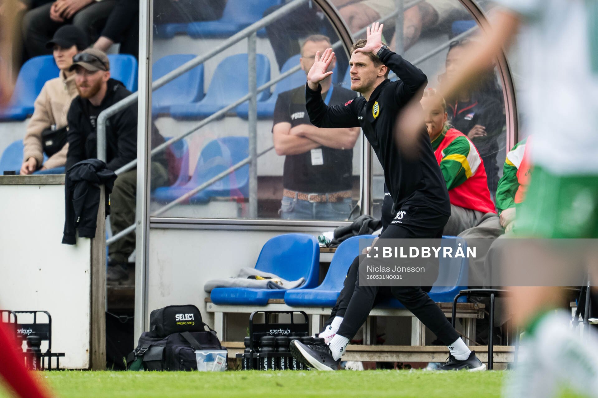 Hammarbys tränare William Strömberg reagerar