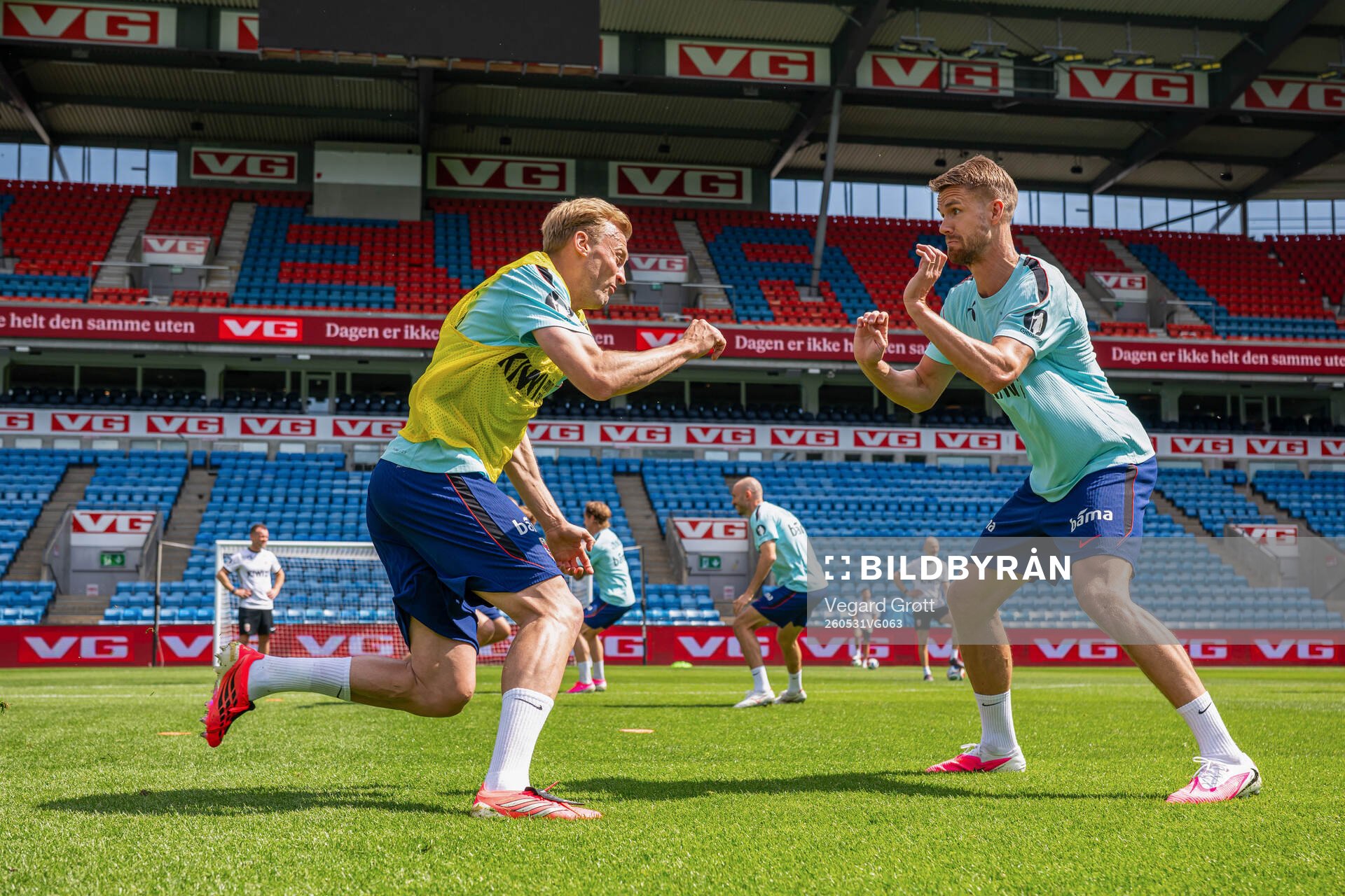 Sondre Langås and Kristoffer Ajer of the Norwegian