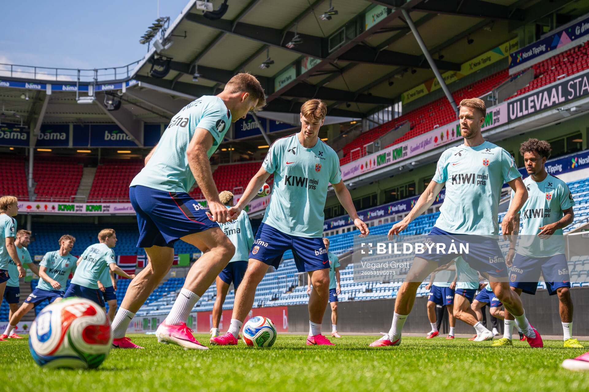 Henrik Falchener and Kristoffer Ajer of the Norwegian