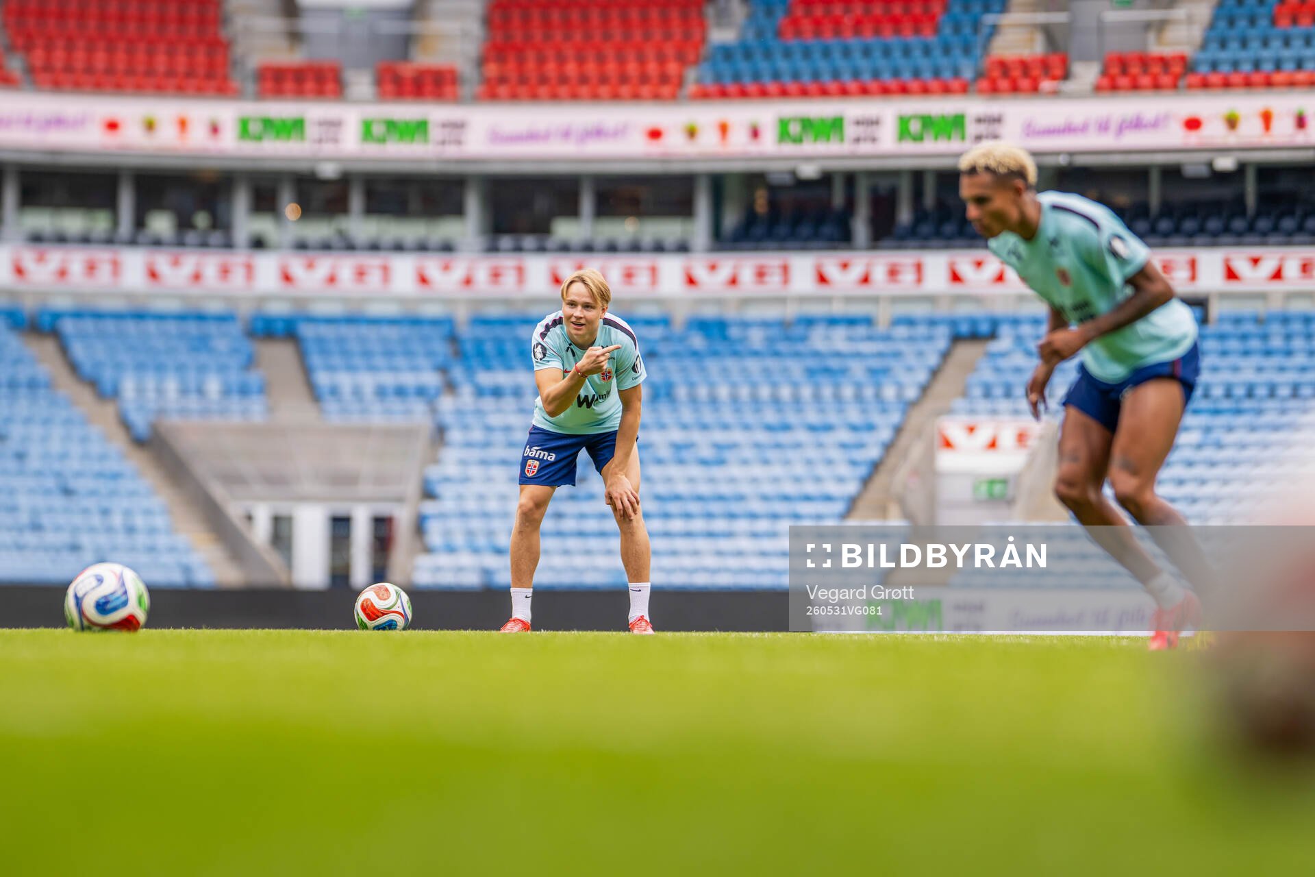 Andreas Schjelderup and Antonio Nusa of the Norwegian